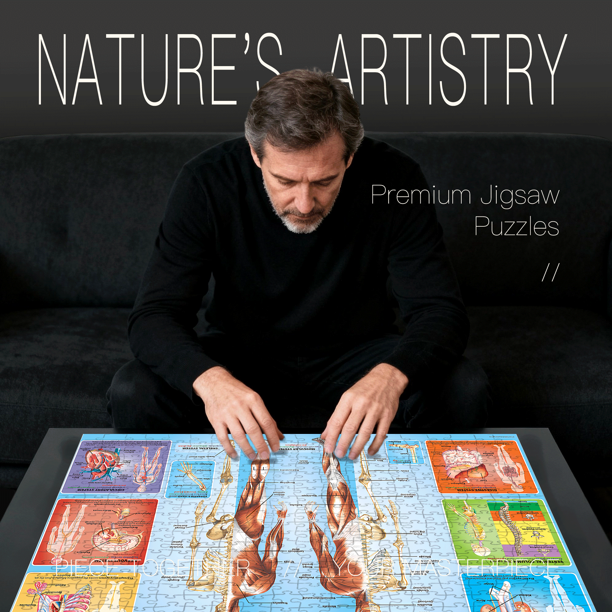 The Human Body Picture 500pcs/1000pcs Jigsaw Puzzle, Scratch-Resistant, Interactive Family Game & Brain-Boosting DIY Decor, Perfect for Halloween, Christmas & New Year Gifts, Family Puzzle Game