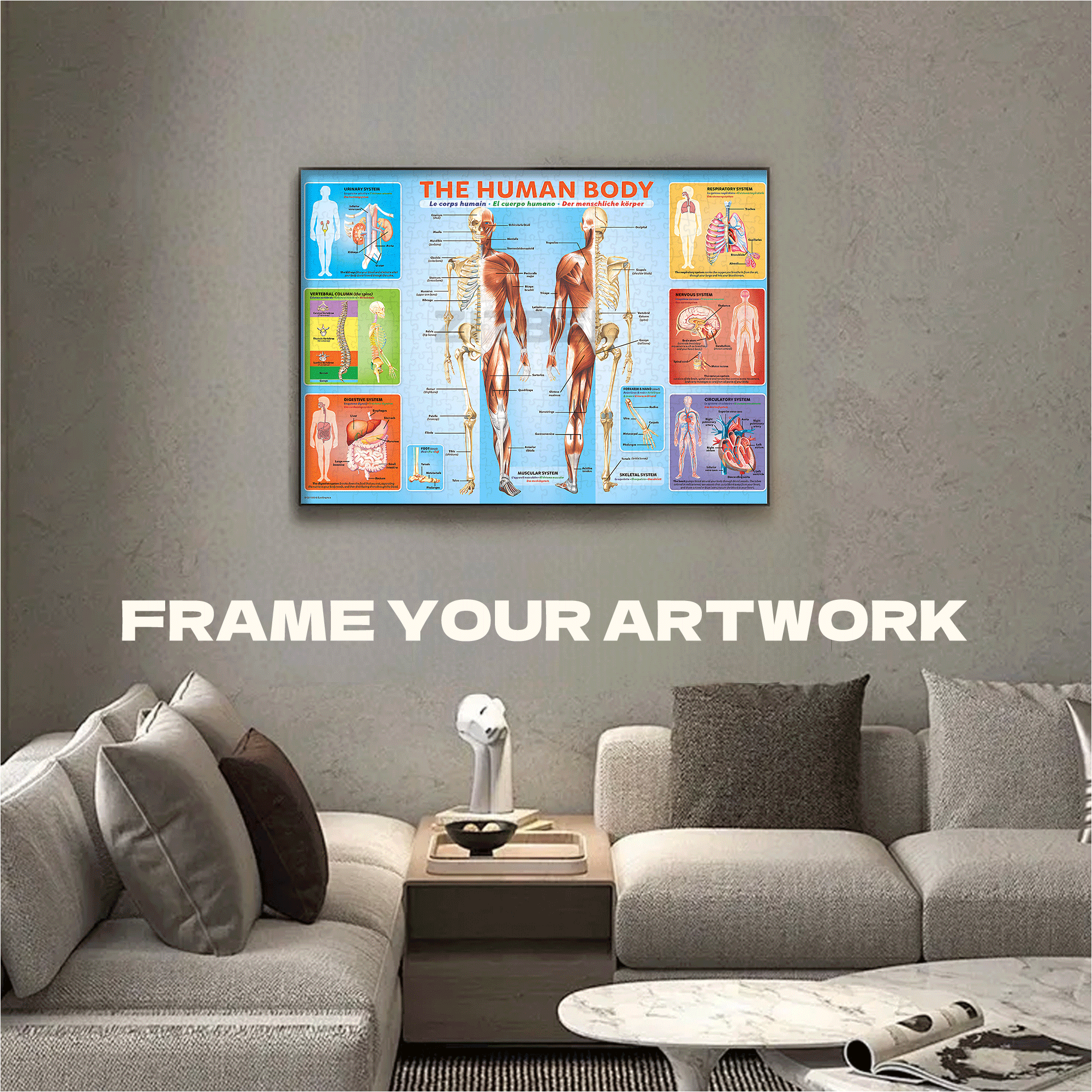 The Human Body Picture 500pcs/1000pcs Jigsaw Puzzle, Scratch-Resistant, Interactive Family Game & Brain-Boosting DIY Decor, Perfect for Halloween, Christmas & New Year Gifts, Family Puzzle Game