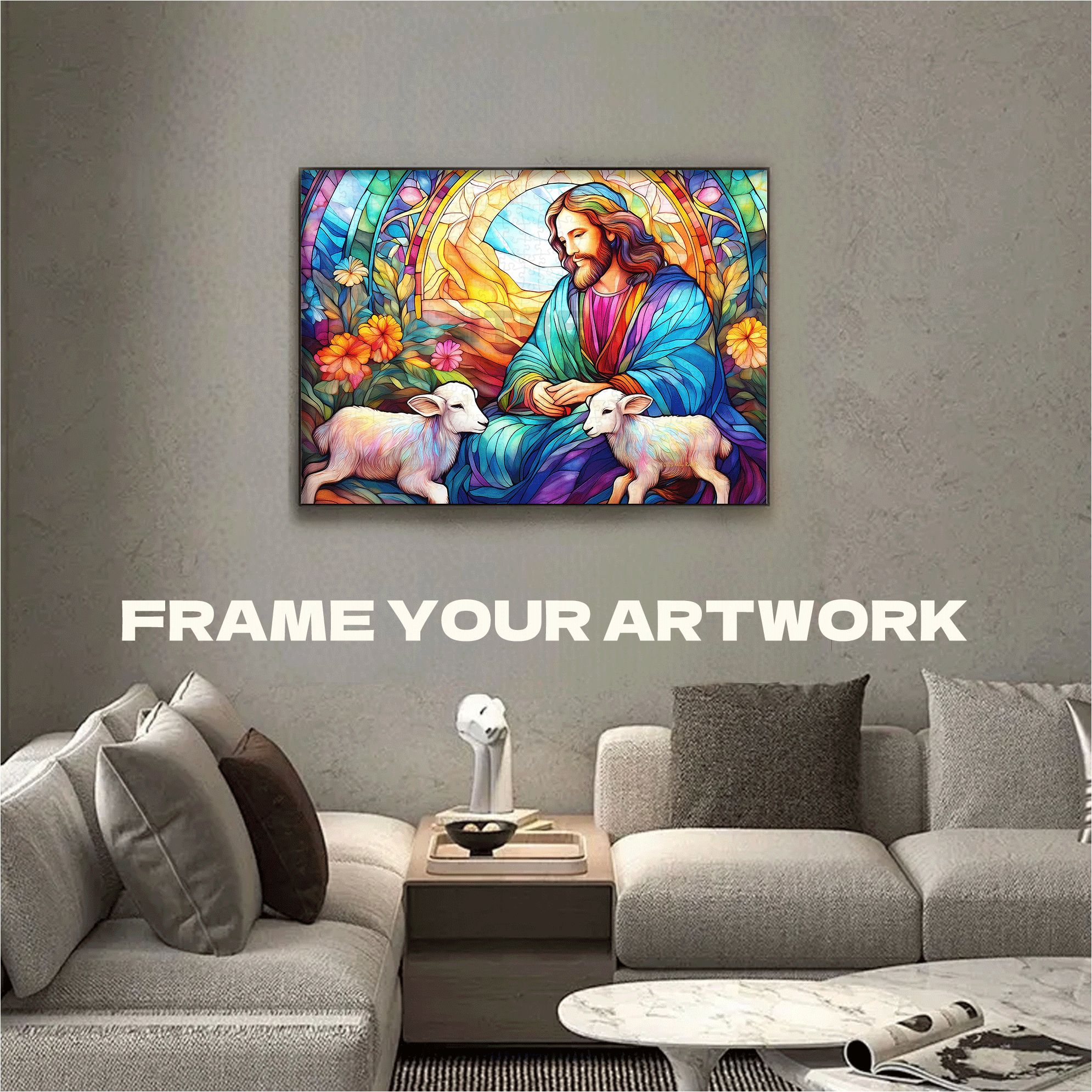 The Lamb 500pcs/1000pcs Jigsaw Puzzle, Scratch-Resistant, Interactive Family Game & Brain-Boosting DIY Decor, Perfect for Halloween, Christmas & New Year Gifts, Family Puzzle Game