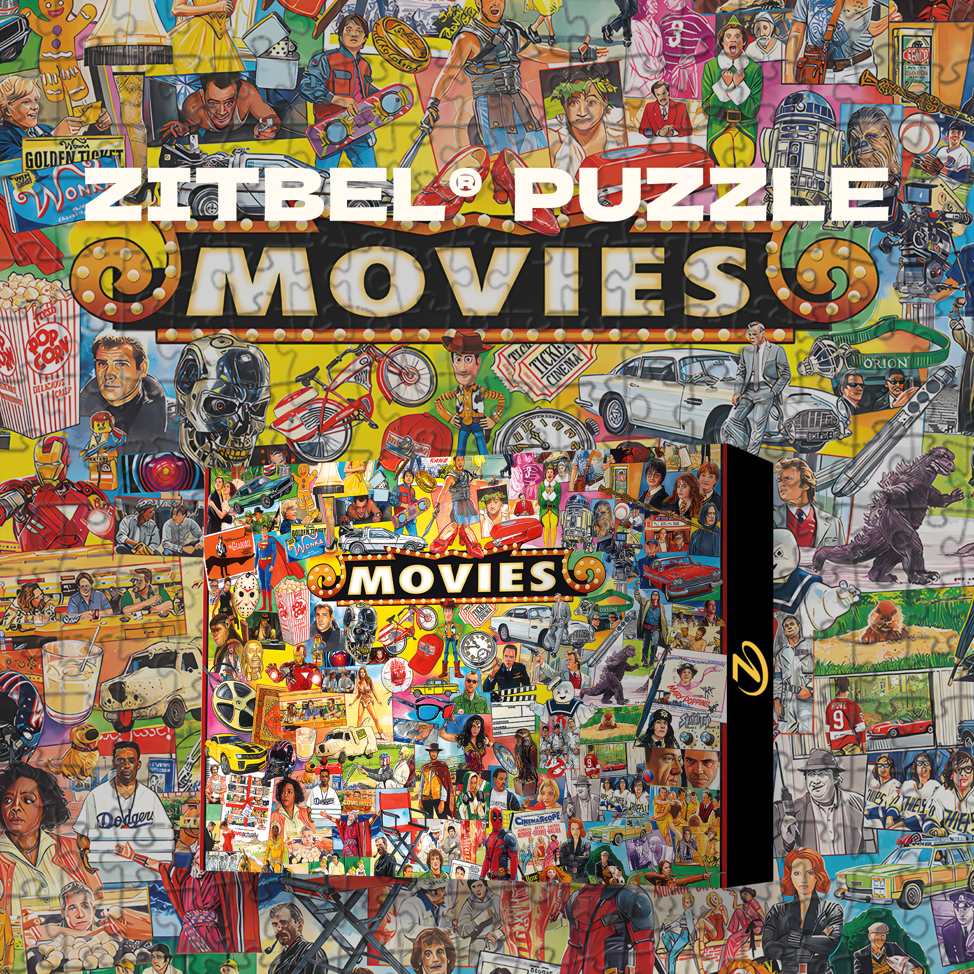 The Movies 500pcs/1000pcs Jigsaw Puzzle, Scratch-Resistant, Interactive Family Game & Brain-Boosting DIY Decor, Perfect for Halloween, Christmas & New Year Gifts, Family Puzzle Game