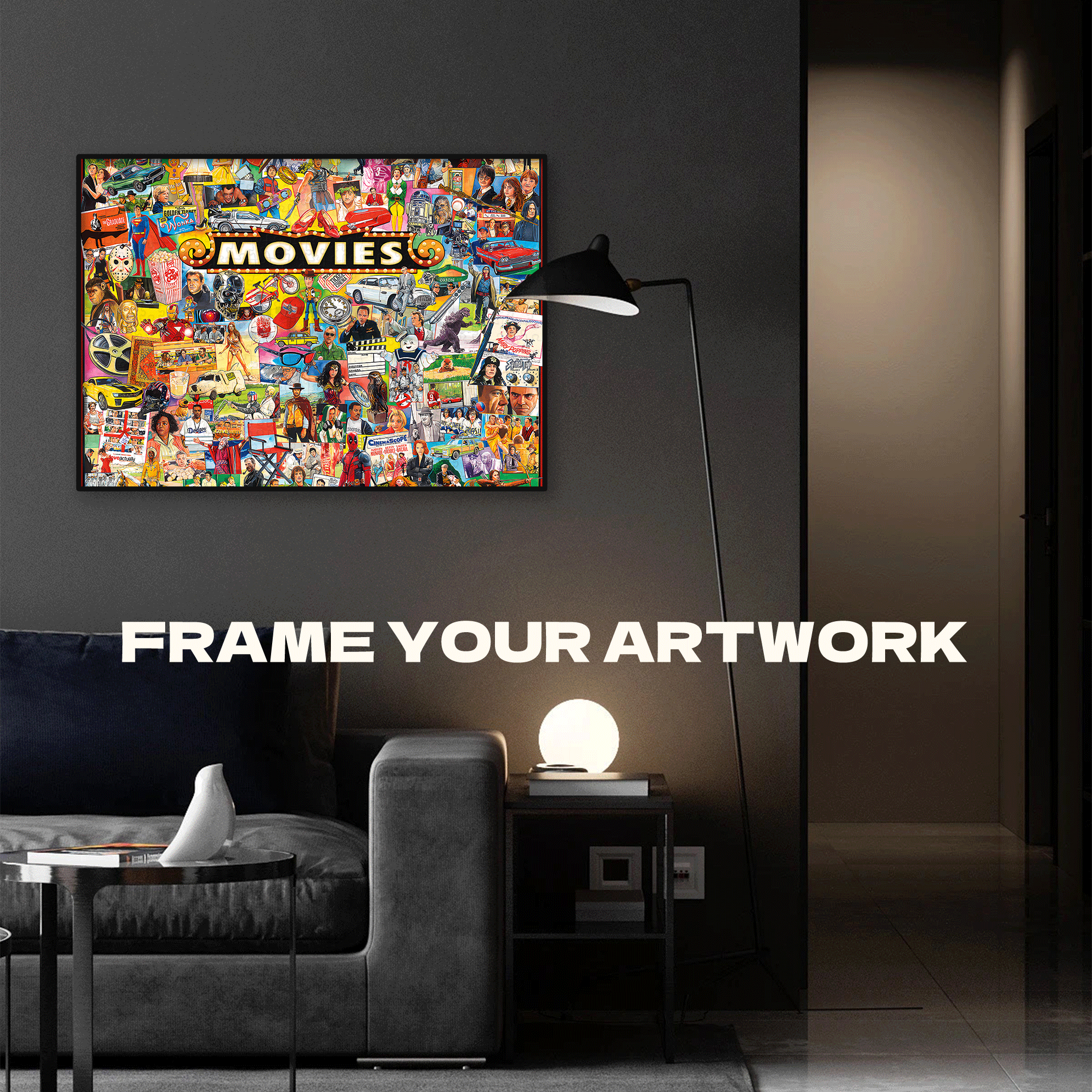 The Movies 500pcs/1000pcs Jigsaw Puzzle, Scratch-Resistant, Interactive Family Game & Brain-Boosting DIY Decor, Perfect for Halloween, Christmas & New Year Gifts, Family Puzzle Game