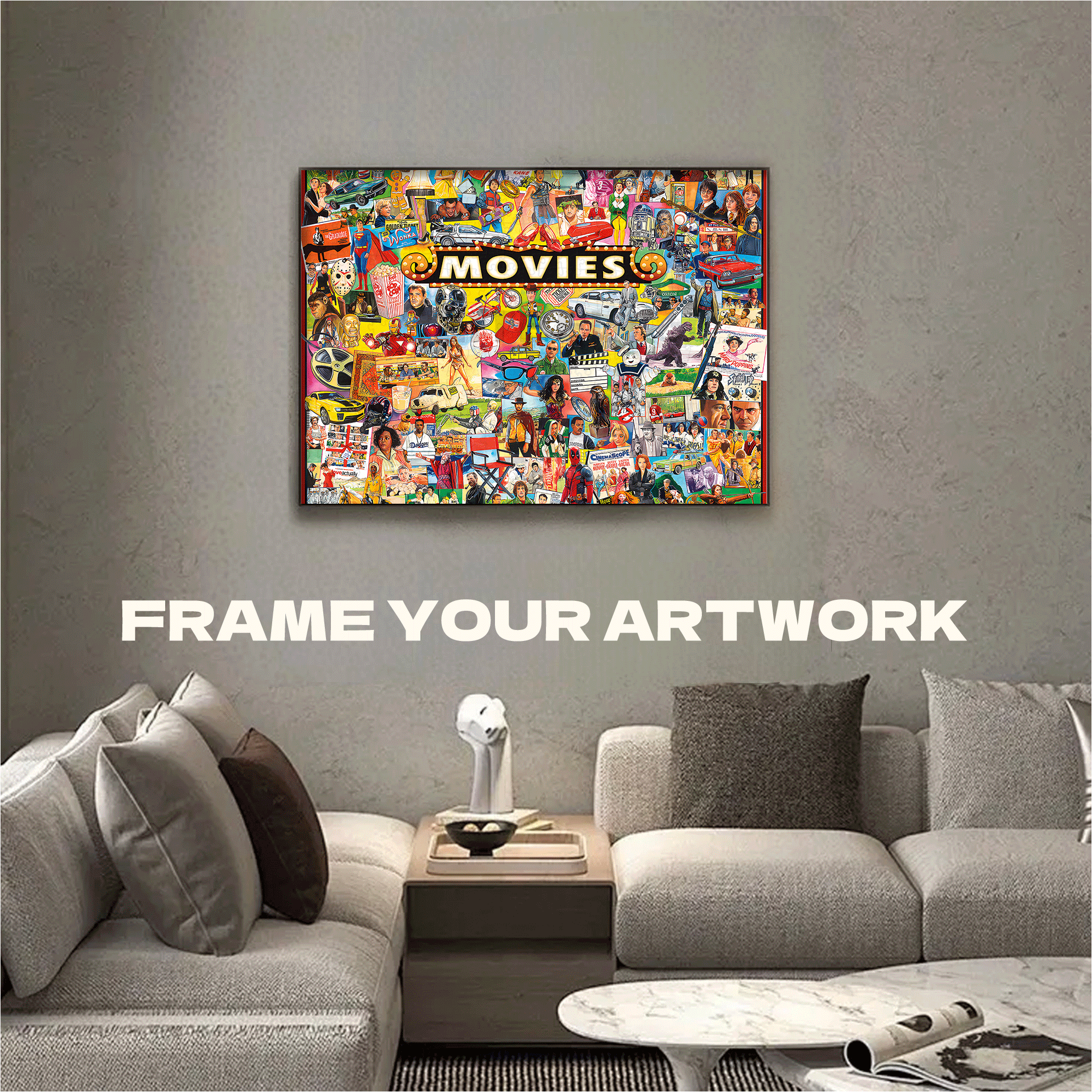 The Movies 500pcs/1000pcs Jigsaw Puzzle, Scratch-Resistant, Interactive Family Game & Brain-Boosting DIY Decor, Perfect for Halloween, Christmas & New Year Gifts, Family Puzzle Game