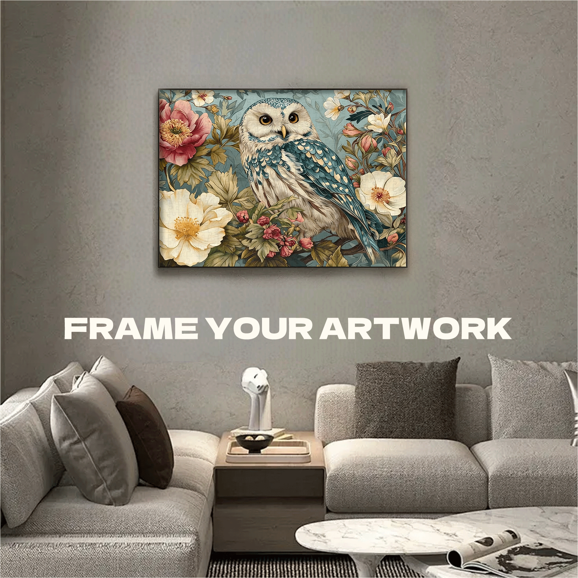 The Owl¡¯s Floral Perch 500pcs/1000pcs Jigsaw Puzzle, Scratch-Resistant, Interactive Family Game & Brain-Boosting DIY Decor, Perfect for Halloween, Christmas & New Year Gifts, Family Puzzle Game