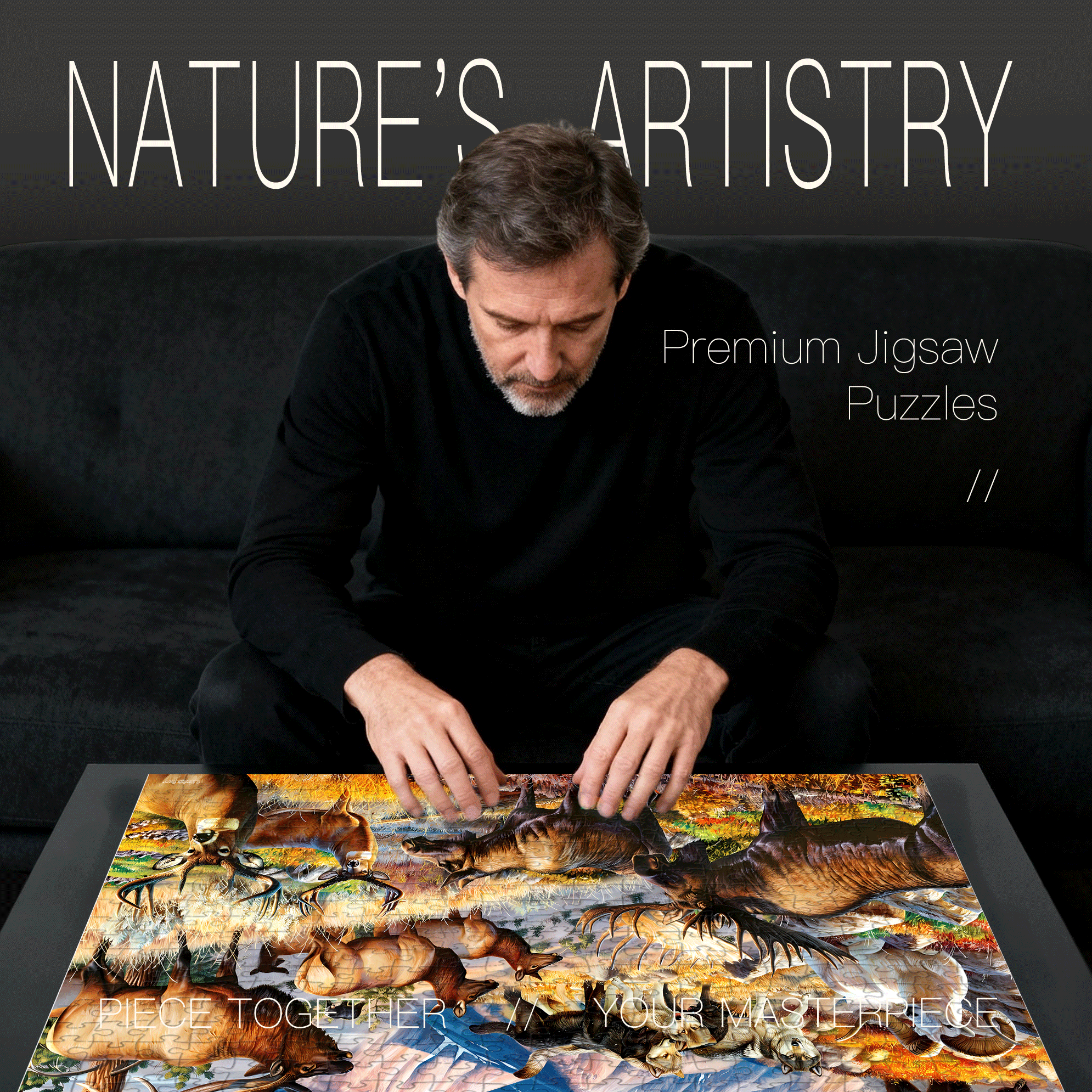The Untamed North 500pcs/1000pcs Jigsaw Puzzle, Scratch-Resistant, Interactive Family Game & Brain-Boosting DIY Decor, Perfect for Halloween, Christmas & New Year Gifts, Family Puzzle Game