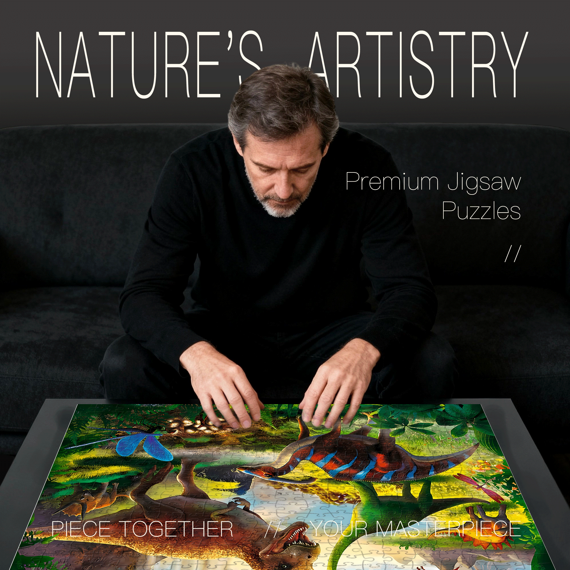 The World of Dinosaurs 500pcs/1000pcs Jigsaw Puzzle, Scratch-Resistant, Interactive Family Game & Brain-Boosting DIY Decor, Perfect for Halloween, Christmas & New Year Gifts, Family Puzzle Game