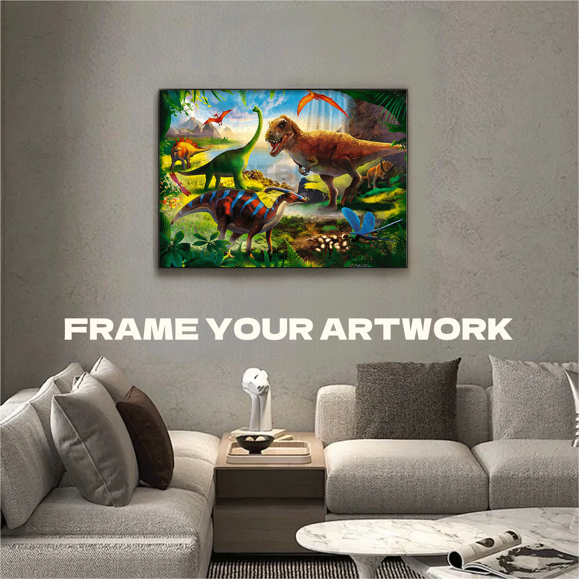The World of Dinosaurs 500pcs/1000pcs Jigsaw Puzzle, Scratch-Resistant, Interactive Family Game & Brain-Boosting DIY Decor, Perfect for Halloween, Christmas & New Year Gifts, Family Puzzle Game
