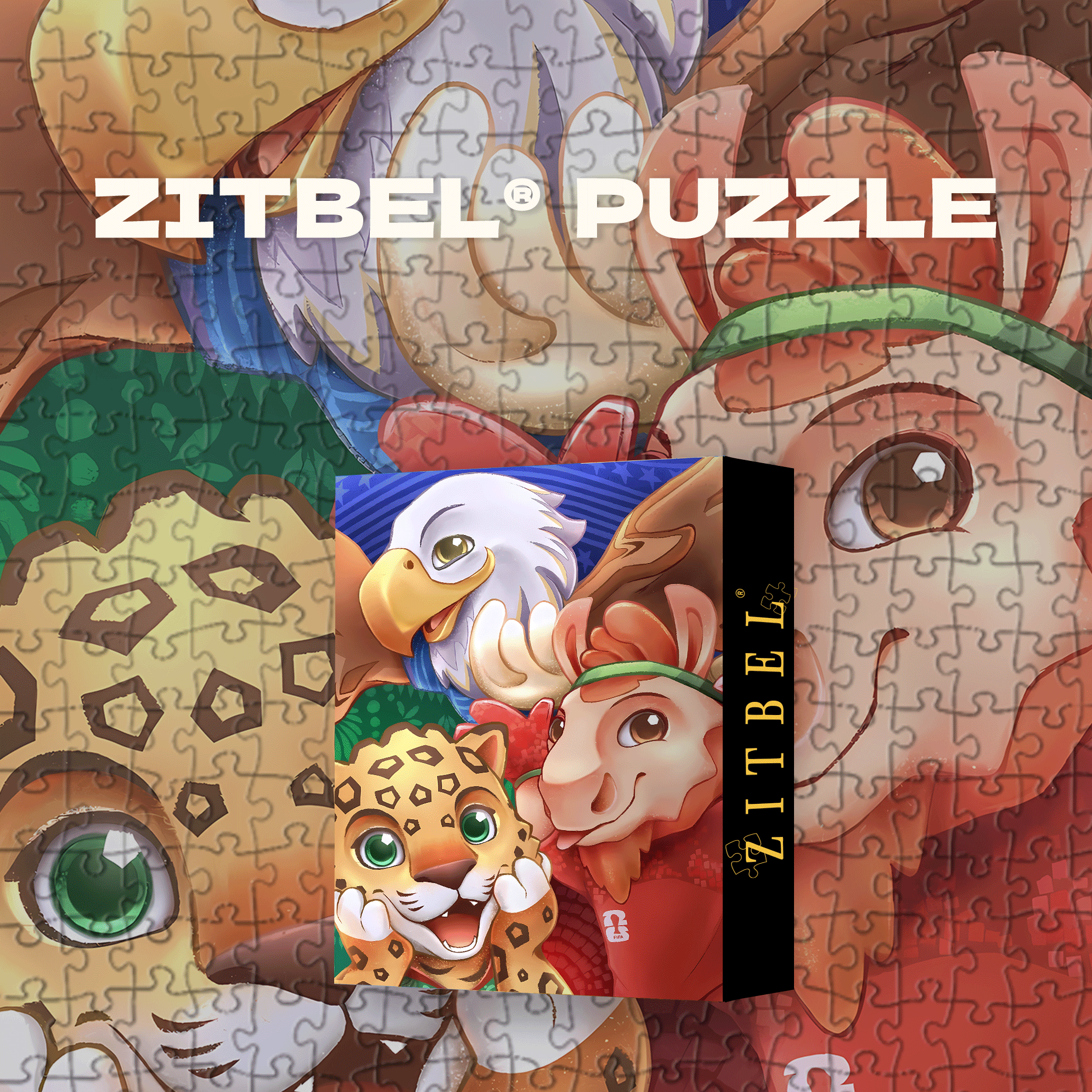 2026 FIFA World Cup Mascot 500pcs/1000pcs Jigsaw Puzzle, Scratch-Resistant, Interactive Family Game & Brain-Boosting DIY Decor, Perfect for Halloween, Christmas & New Year Gifts, Family Puzzle Game