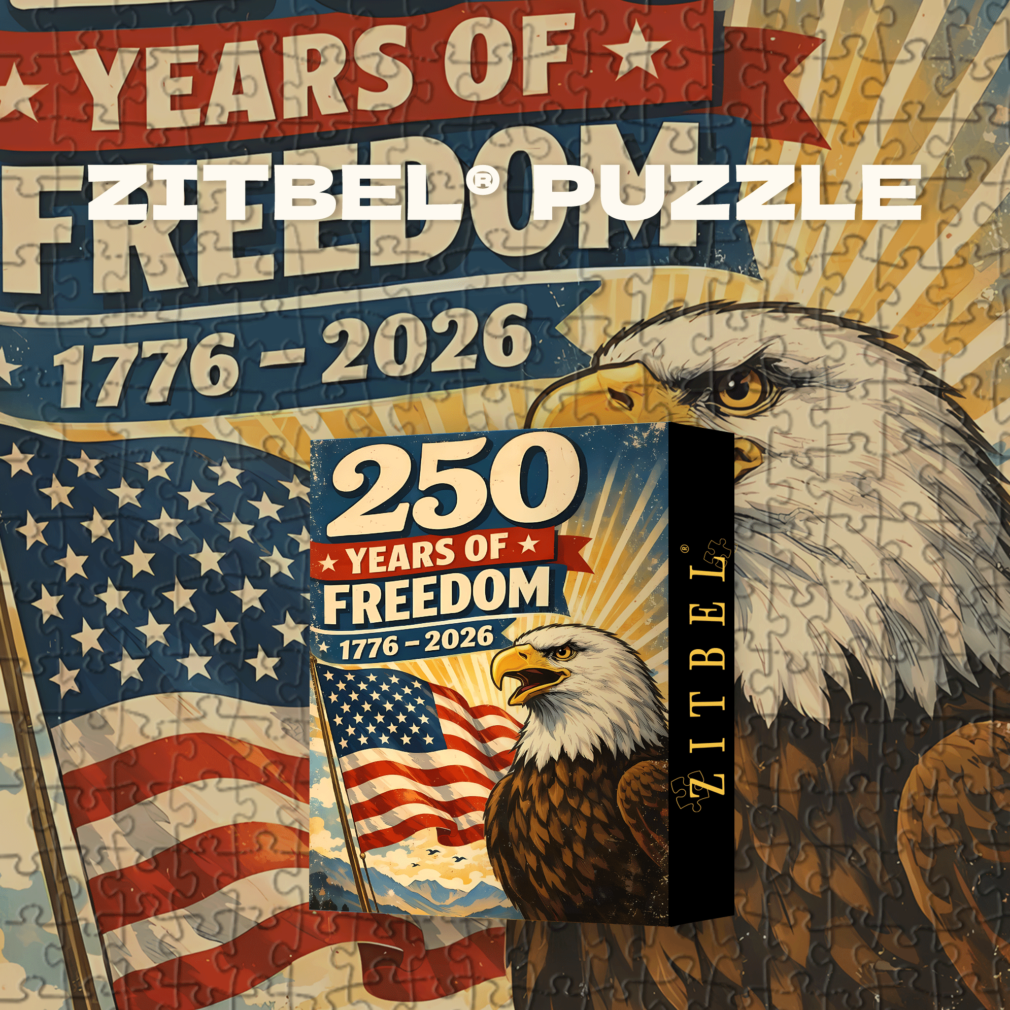 250 Years of Freedom Poster by Carlos V 500pcs/1000pcs Jigsaw Puzzle, Scratch-Resistant, Interactive Family Game & Brain-Boosting DIY Decor, Perfect for Halloween, Christmas & New Year Gifts, Family Puzzle Game