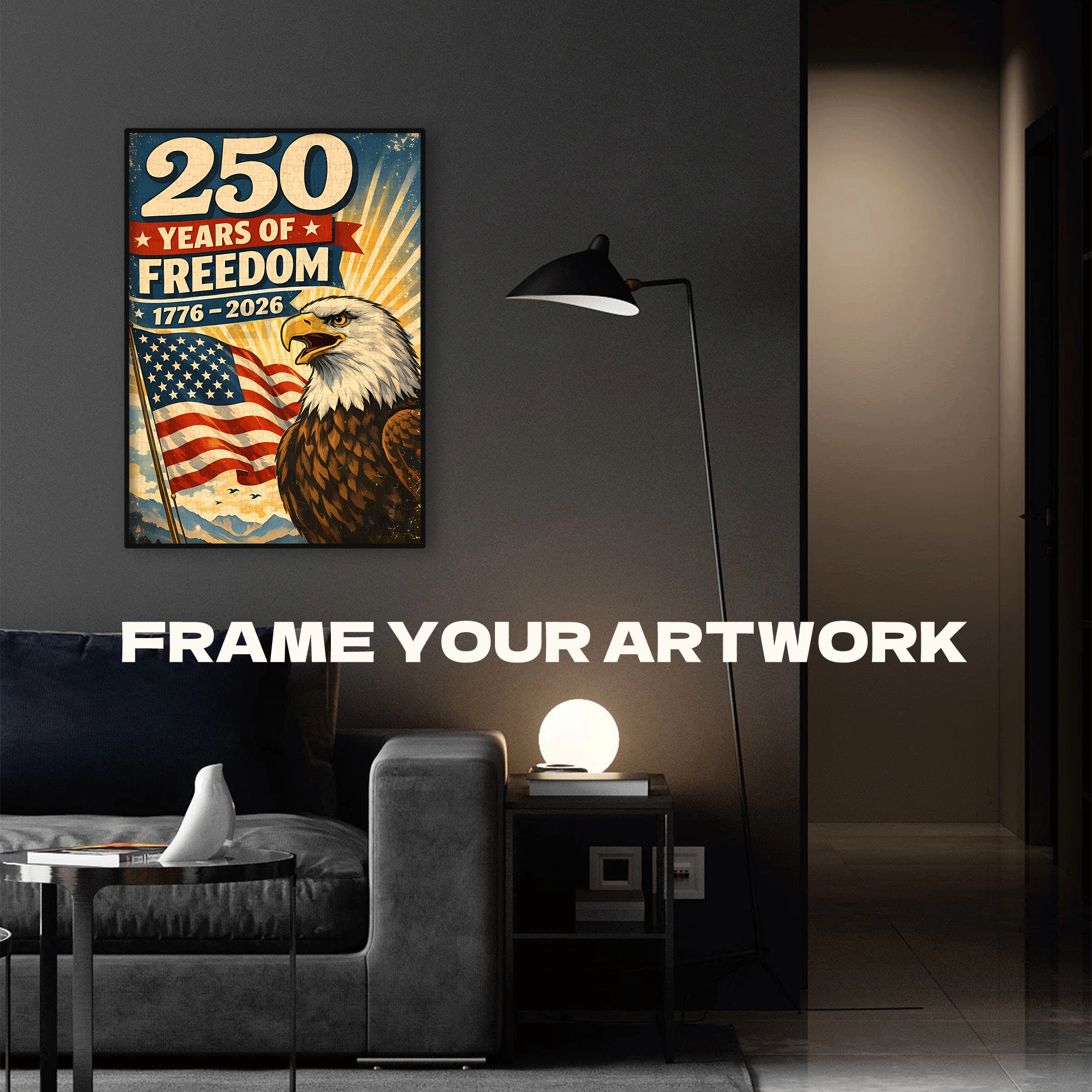 250 Years of Freedom Poster by Carlos V 500pcs/1000pcs Jigsaw Puzzle, Scratch-Resistant, Interactive Family Game & Brain-Boosting DIY Decor, Perfect for Halloween, Christmas & New Year Gifts, Family Puzzle Game