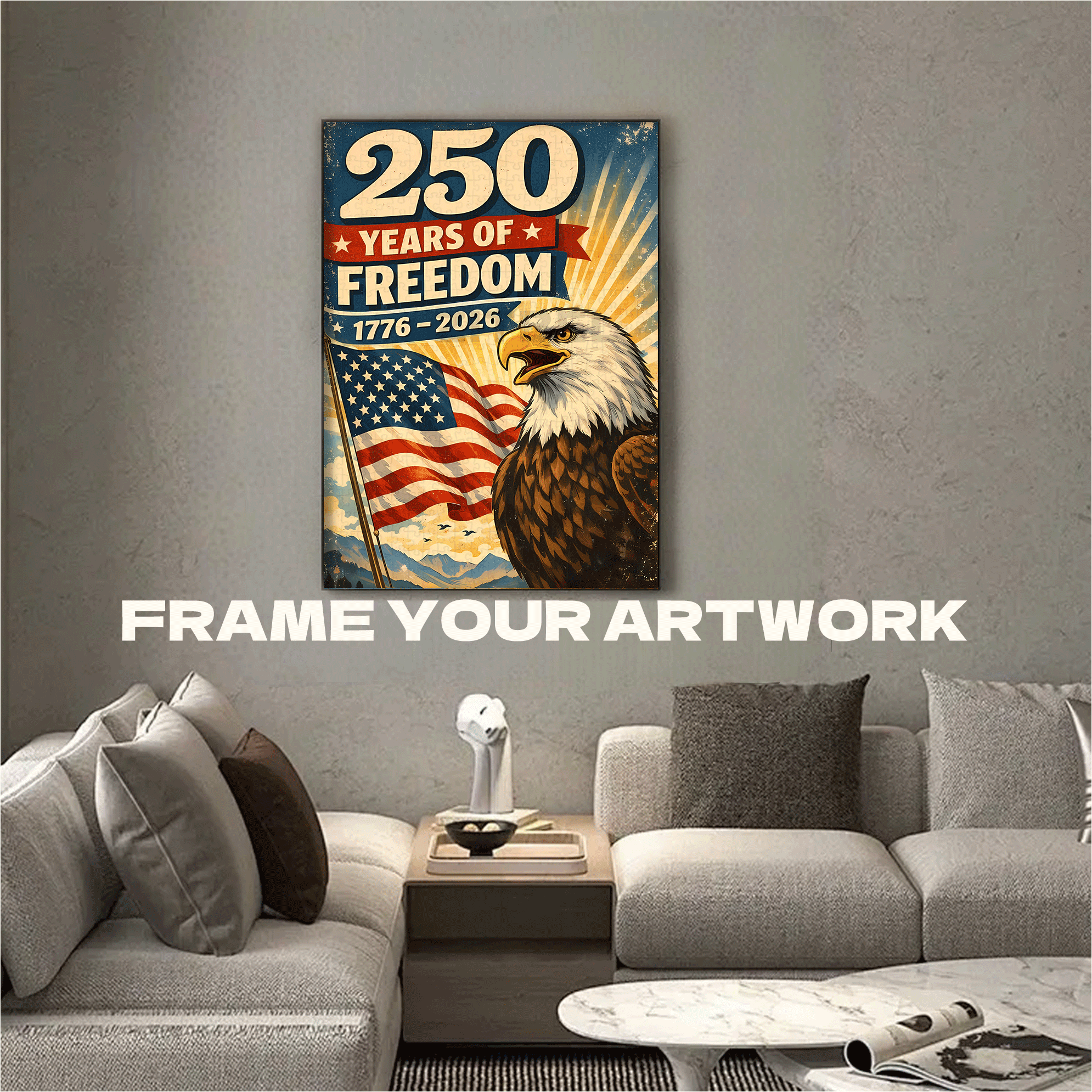250 Years of Freedom Poster by Carlos V 500pcs/1000pcs Jigsaw Puzzle, Scratch-Resistant, Interactive Family Game & Brain-Boosting DIY Decor, Perfect for Halloween, Christmas & New Year Gifts, Family Puzzle Game