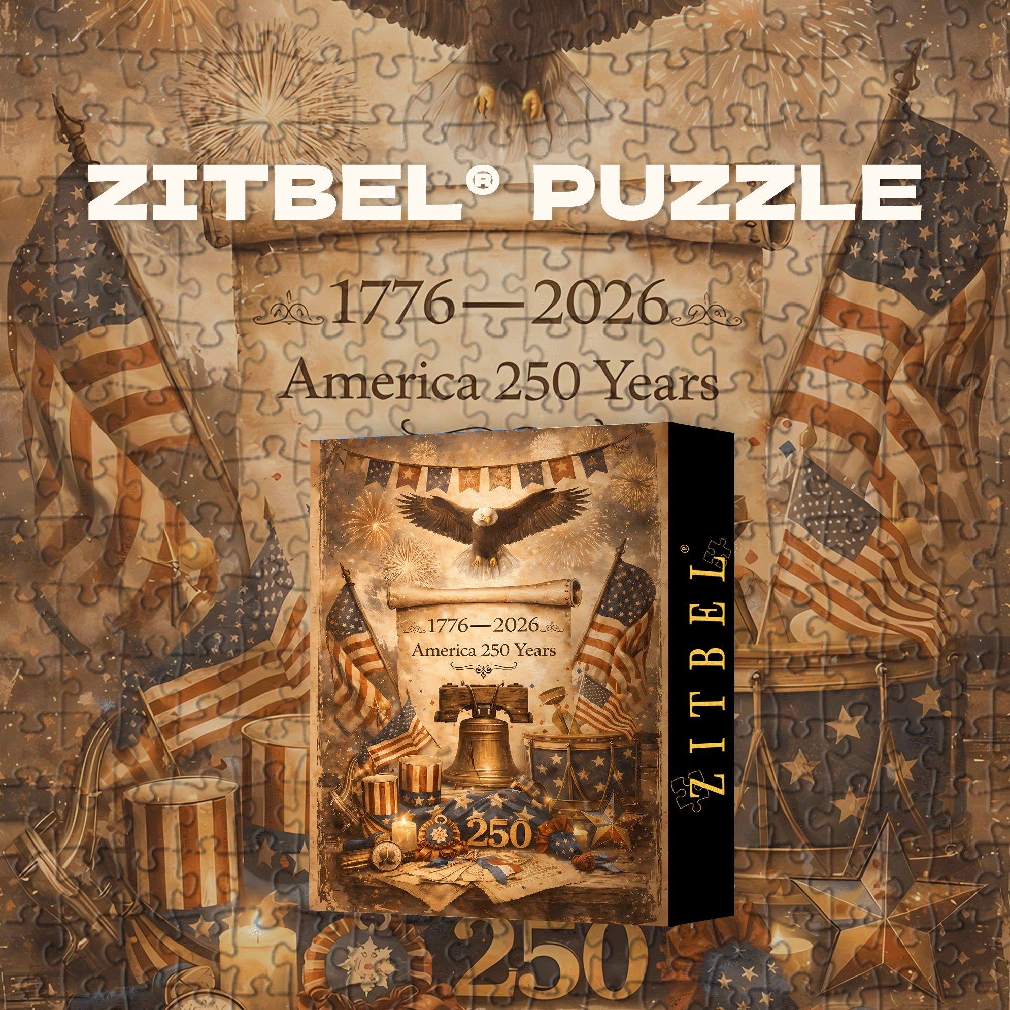 America 250 Years 500pcs/1000pcs Jigsaw Puzzle, Scratch-Resistant, Interactive Family Game & Brain-Boosting DIY Decor, Perfect for Halloween, Christmas & New Year Gifts, Family Puzzle Game
