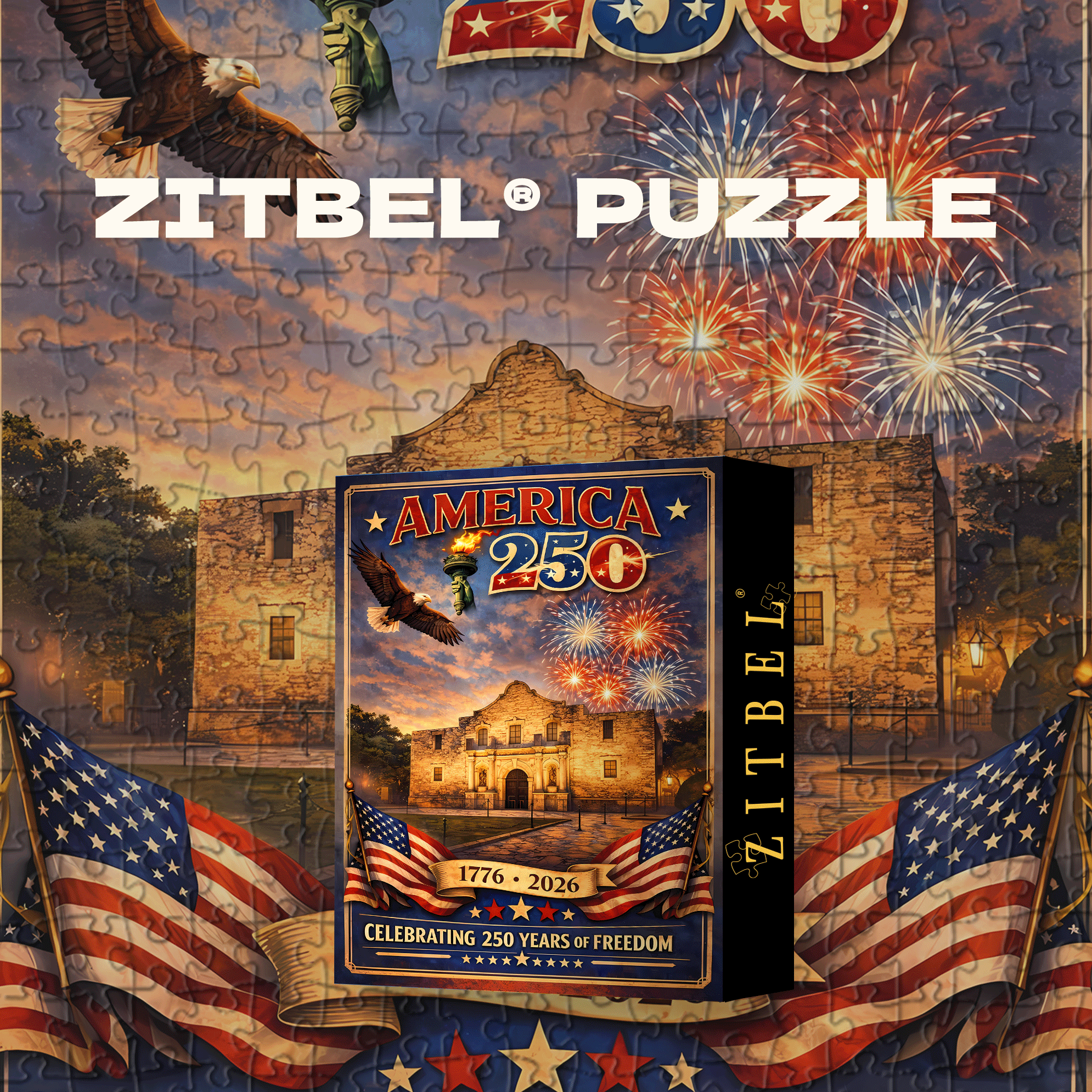 America 250 500pcs/1000pcs Jigsaw Puzzle, Scratch-Resistant, Interactive Family Game & Brain-Boosting DIY Decor, Perfect for Halloween, Christmas & New Year Gifts, Family Puzzle Game