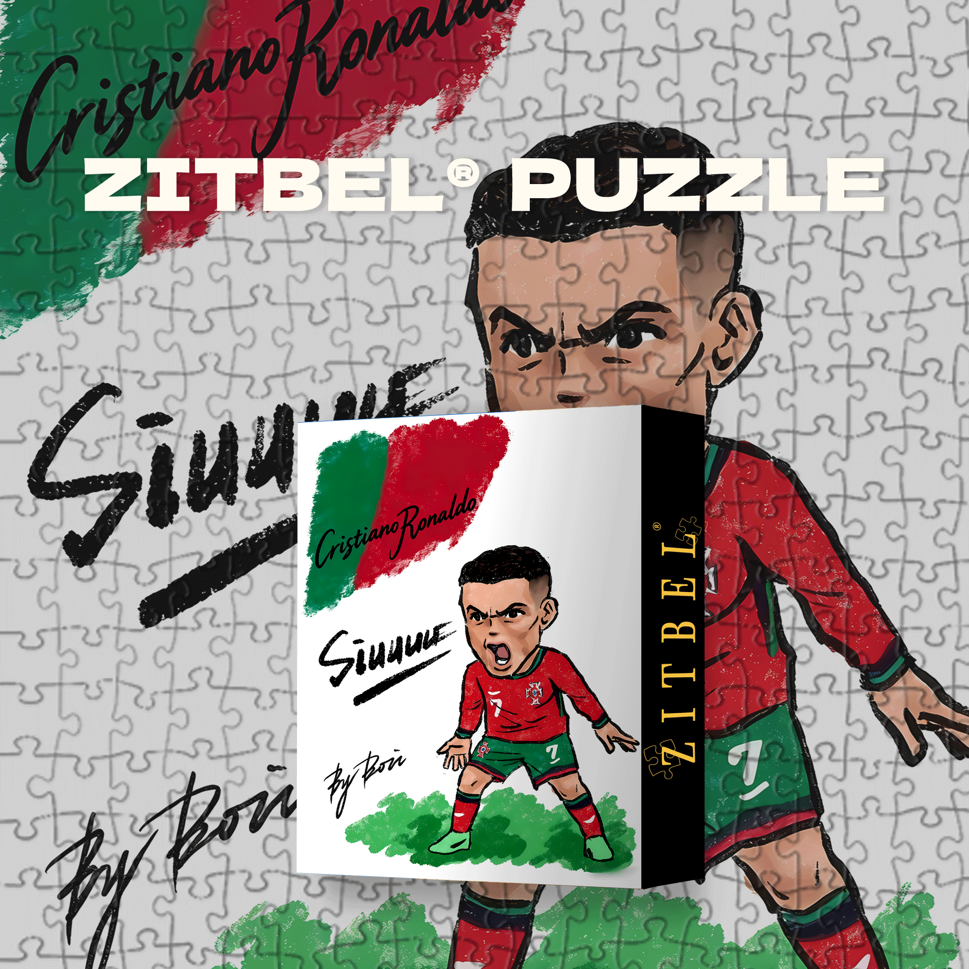 Cristiano Ronaldo 500pcs/1000pcs Jigsaw Puzzle, Scratch-Resistant, Interactive Family Game & Brain-Boosting DIY Decor, Perfect for Halloween, Christmas & New Year Gifts, Family Puzzle Game