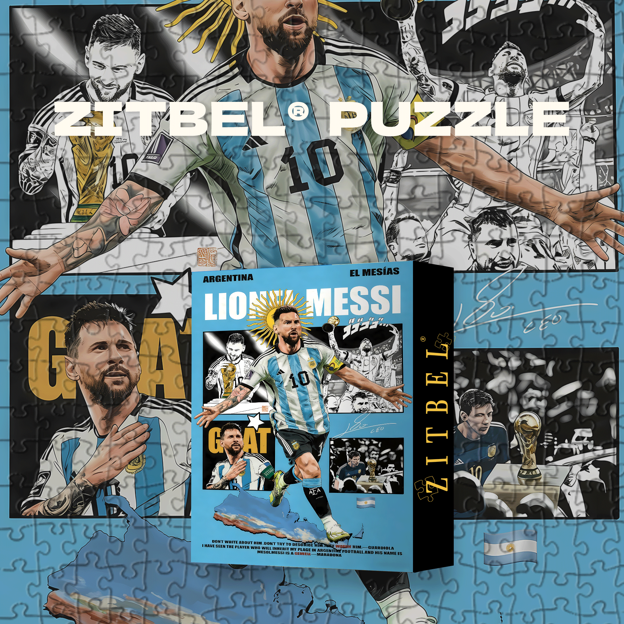 Lionel Messi 500pcs/1000pcs Jigsaw Puzzle, Scratch-Resistant, Interactive Family Game & Brain-Boosting DIY Decor, Perfect for Halloween, Christmas & New Year Gifts, Family Puzzle Game