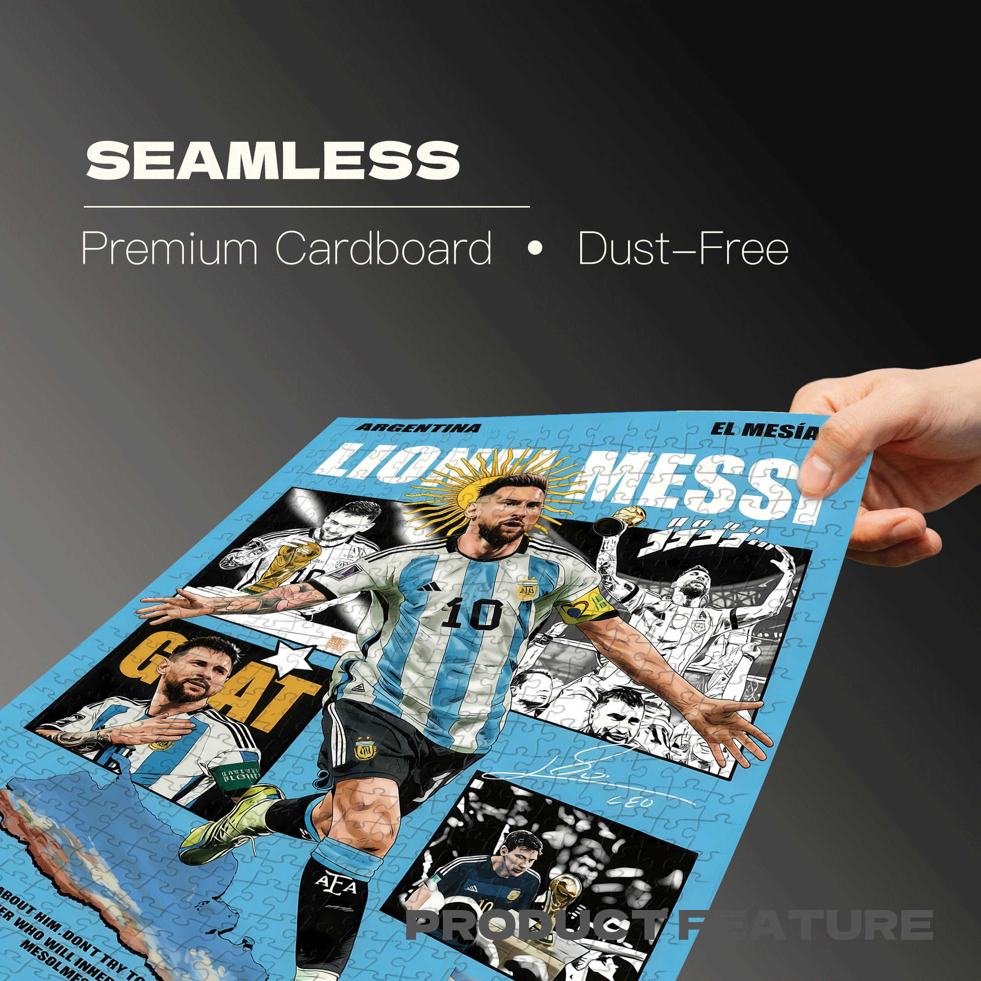 Lionel Messi 500pcs/1000pcs Jigsaw Puzzle, Scratch-Resistant, Interactive Family Game & Brain-Boosting DIY Decor, Perfect for Halloween, Christmas & New Year Gifts, Family Puzzle Game