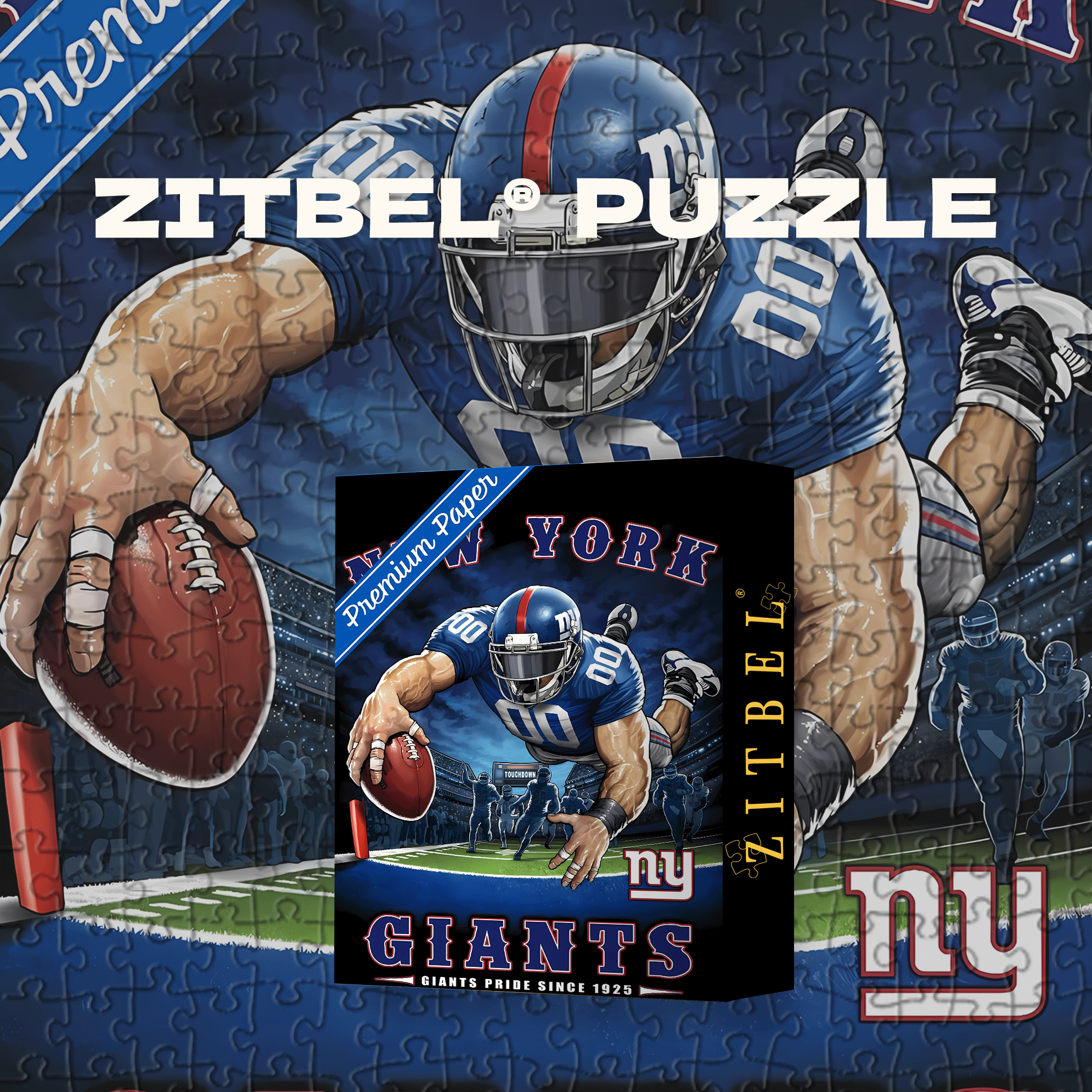 Trends International NFL New York Giants 500pcs/1000pcs Jigsaw Puzzle, Scratch-Resistant, Interactive Family Game & Brain-Boosting DIY Decor, Perfect for Halloween, Christmas & New Year Gifts, Family Puzzle Game