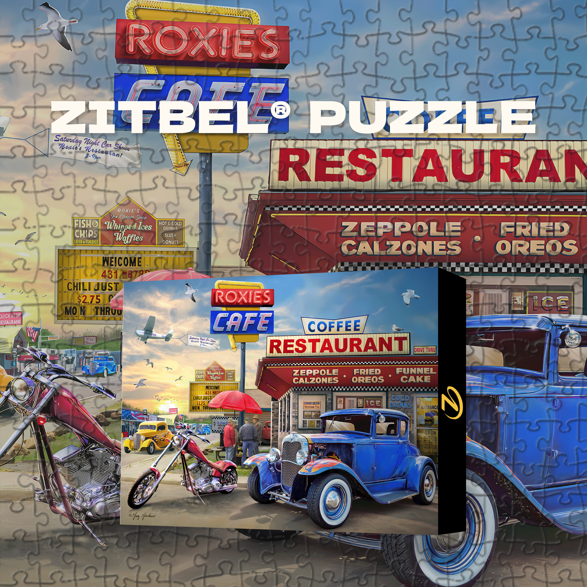Roxie's Caf¨¦ 500pcs/1000pcs Jigsaw Puzzle, Scratch-Resistant, Interactive Family Game & Brain-Boosting DIY Decor, Perfect for Halloween, Christmas & New Year Gifts, Family Puzzle Game
