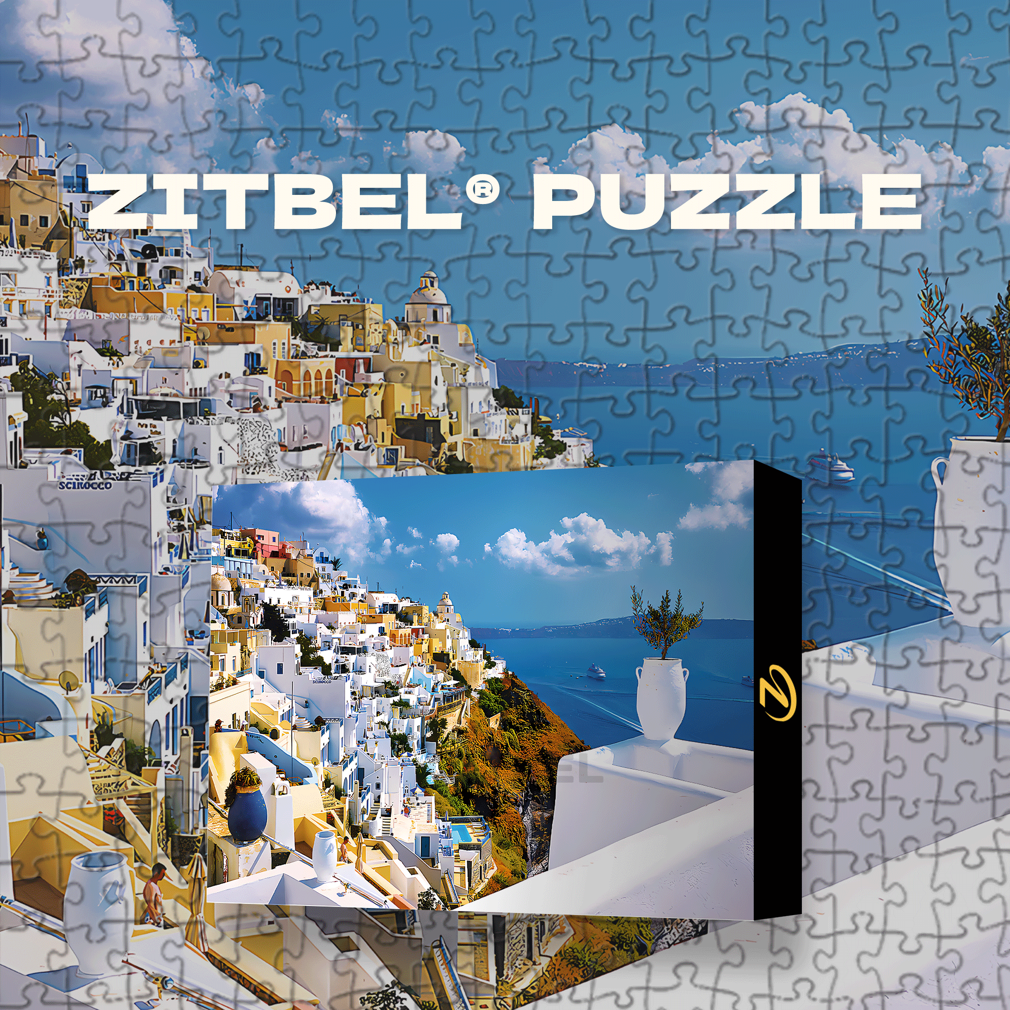 Santorini Greece 500pcs/1000pcs Jigsaw Puzzle, Scratch-Resistant, Interactive Family Game & Brain-Boosting DIY Decor, Perfect for Halloween, Christmas & New Year Gifts, Family Puzzle Game