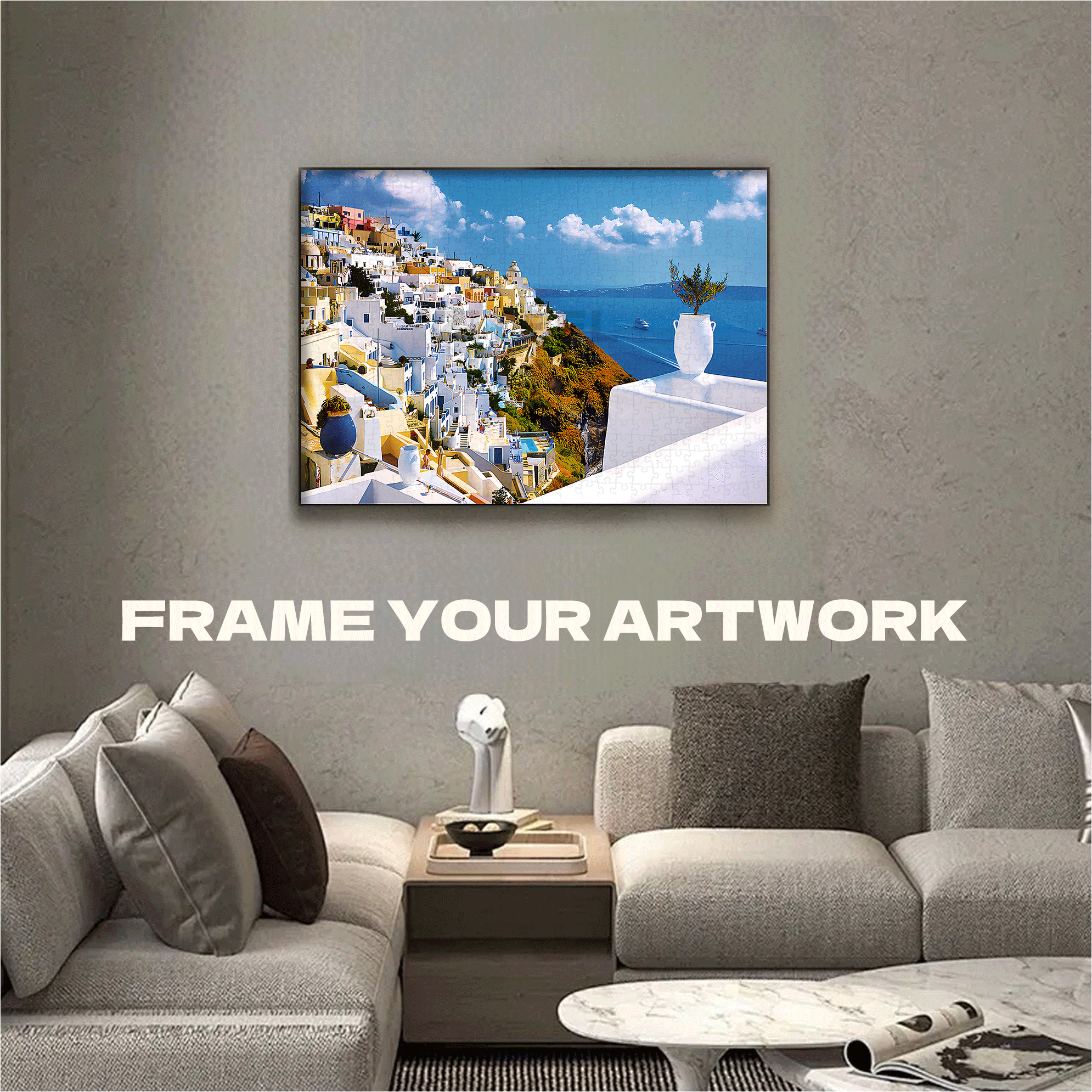 Santorini Greece 500pcs/1000pcs Jigsaw Puzzle, Scratch-Resistant, Interactive Family Game & Brain-Boosting DIY Decor, Perfect for Halloween, Christmas & New Year Gifts, Family Puzzle Game