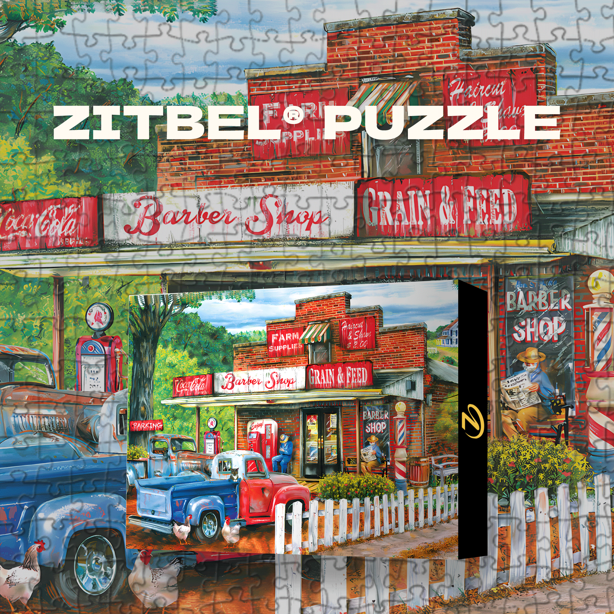 Saturday Morning At The Shop 500pcs/1000pcs Jigsaw Puzzle, Scratch-Resistant, Interactive Family Game & Brain-Boosting DIY Decor, Perfect for Halloween, Christmas & New Year Gifts, Family Puzzle Game