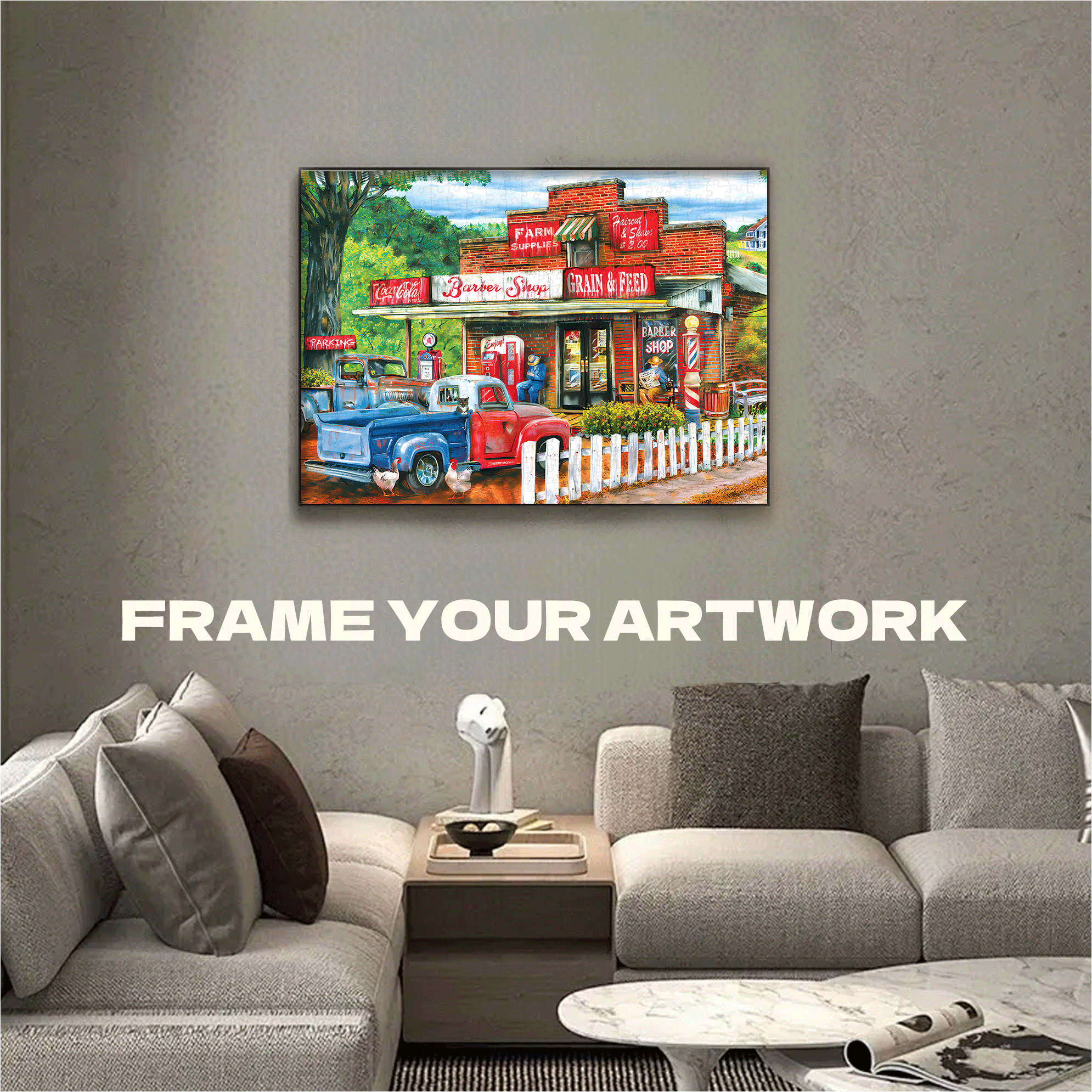 Saturday Morning At The Shop 500pcs/1000pcs Jigsaw Puzzle, Scratch-Resistant, Interactive Family Game & Brain-Boosting DIY Decor, Perfect for Halloween, Christmas & New Year Gifts, Family Puzzle Game