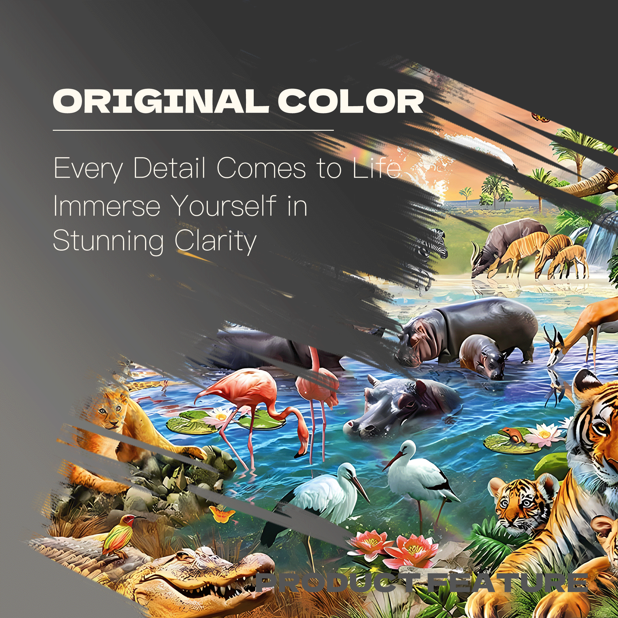 Savannah Jungle Waterhole 500pcs/1000pcs Jigsaw Puzzle, Scratch-Resistant, Interactive Family Game & Brain-Boosting DIY Decor, Perfect for Halloween, Christmas & New Year Gifts, Family Puzzle Game