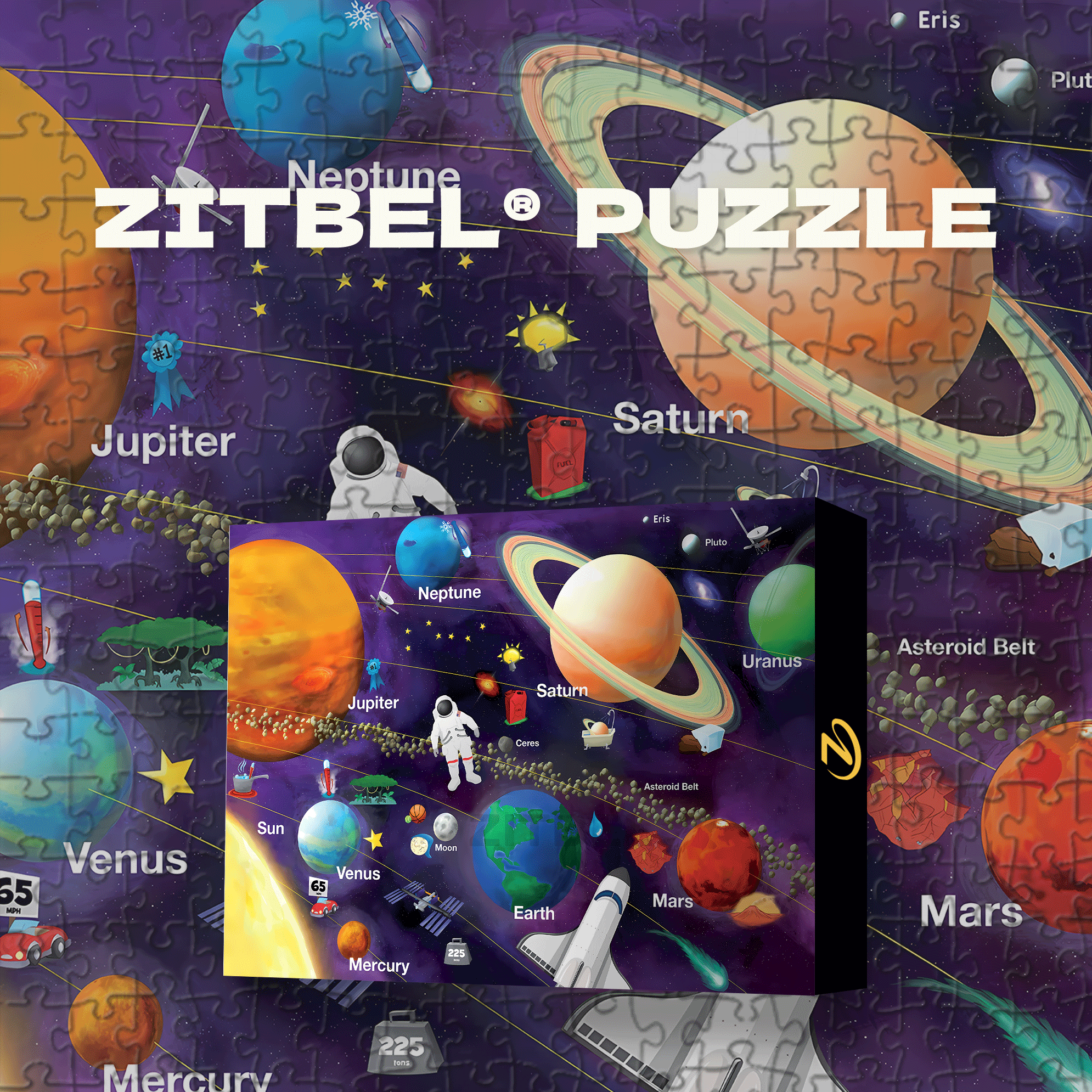Solar System 2 500pcs/1000pcs Jigsaw Puzzle, Scratch-Resistant, Interactive Family Game & Brain-Boosting DIY Decor, Perfect for Halloween, Christmas & New Year Gifts, Family Puzzle Game