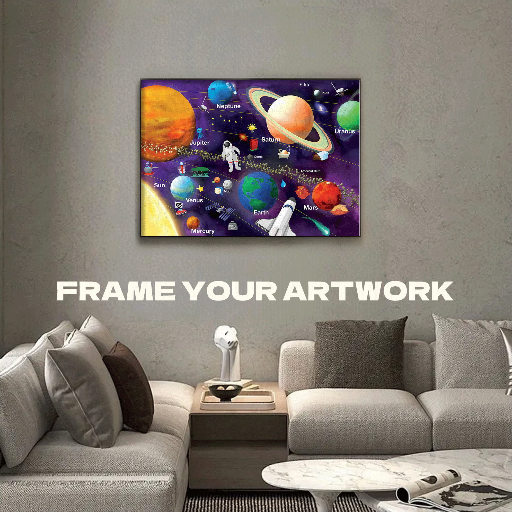 Solar System 2 500pcs/1000pcs Jigsaw Puzzle, Scratch-Resistant, Interactive Family Game & Brain-Boosting DIY Decor, Perfect for Halloween, Christmas & New Year Gifts, Family Puzzle Game