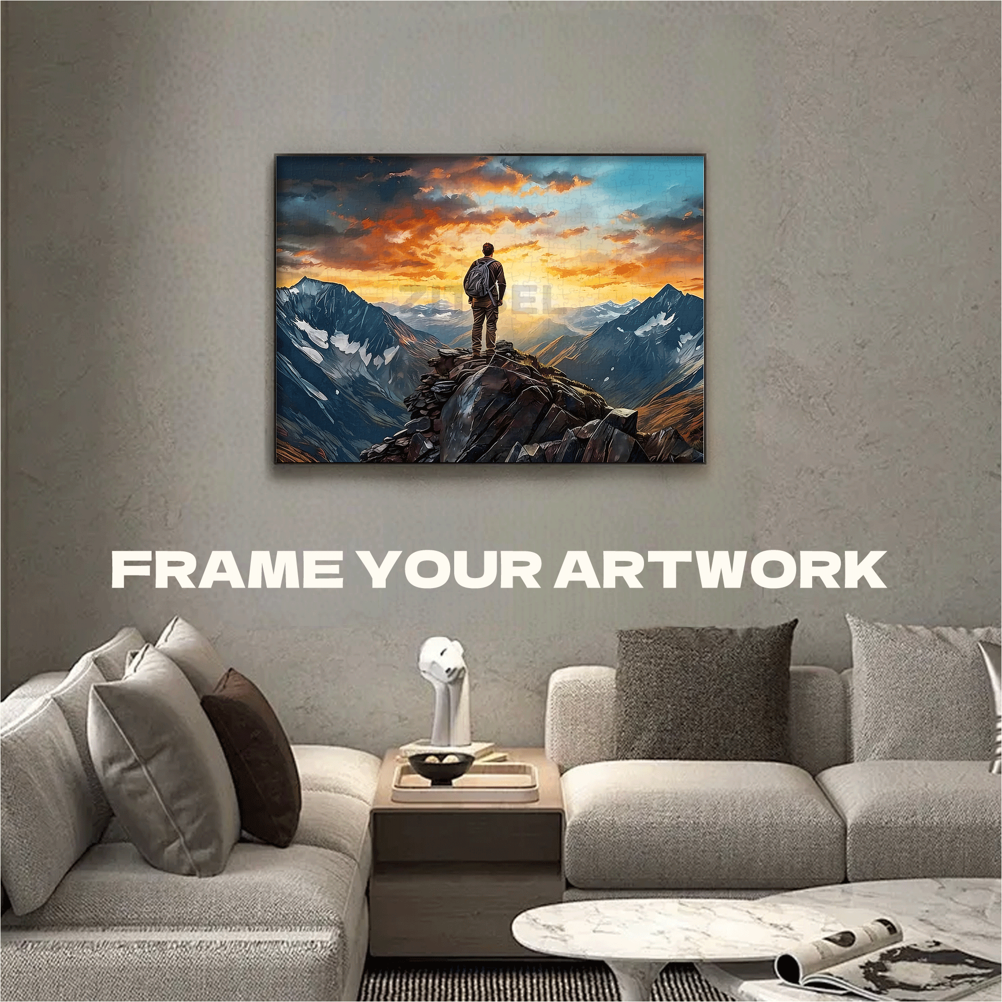 Sports Mountain Climber At The Peak 500pcs/1000pcs Jigsaw Puzzle, Scratch-Resistant, Interactive Family Game & Brain-Boosting DIY Decor, Perfect for Halloween, Christmas & New Year Gifts, Family Puzzle Game