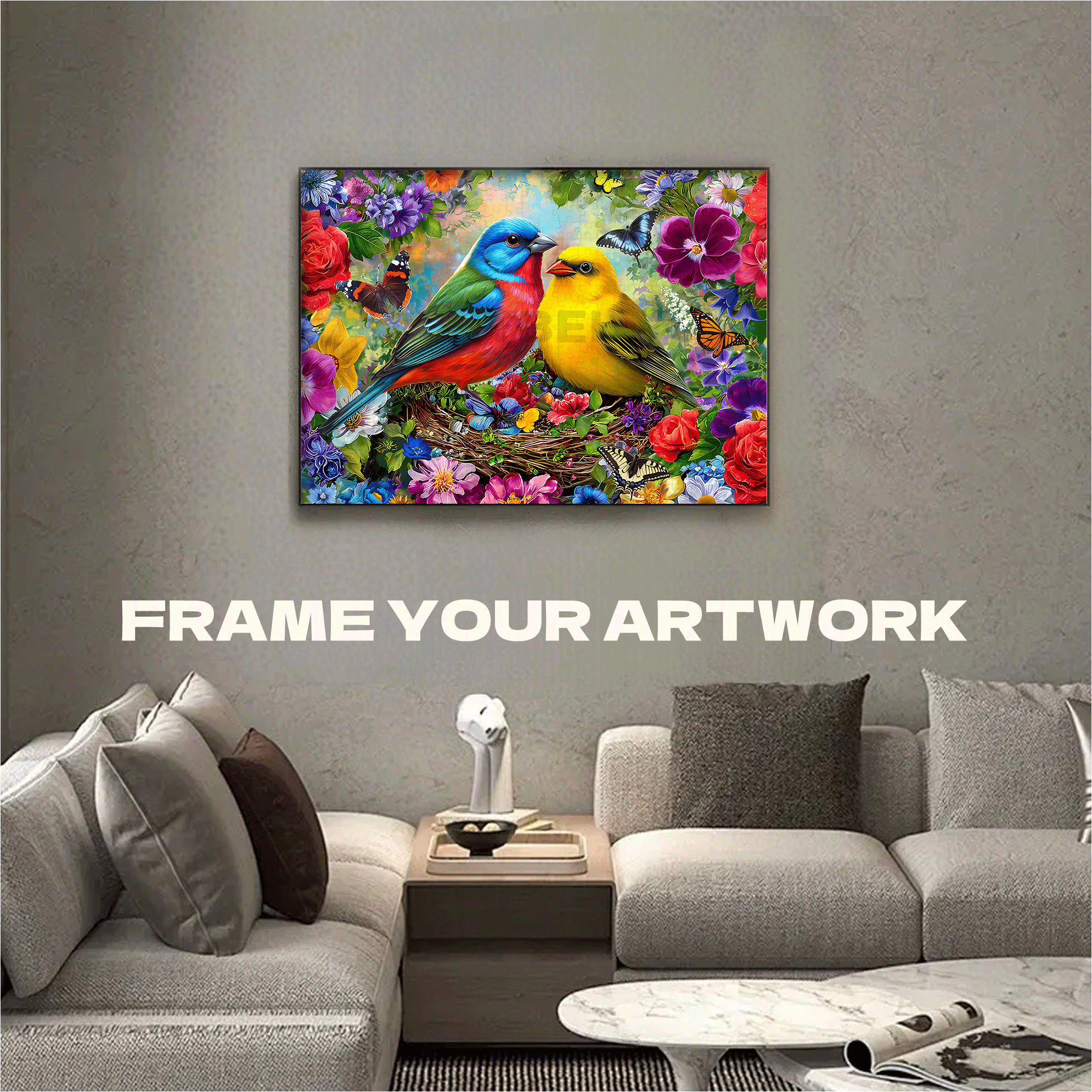 Spring Birds Serenade 500pcs/1000pcs Jigsaw Puzzle, Scratch-Resistant, Interactive Family Game & Brain-Boosting DIY Decor, Perfect for Halloween, Christmas & New Year Gifts, Family Puzzle Game