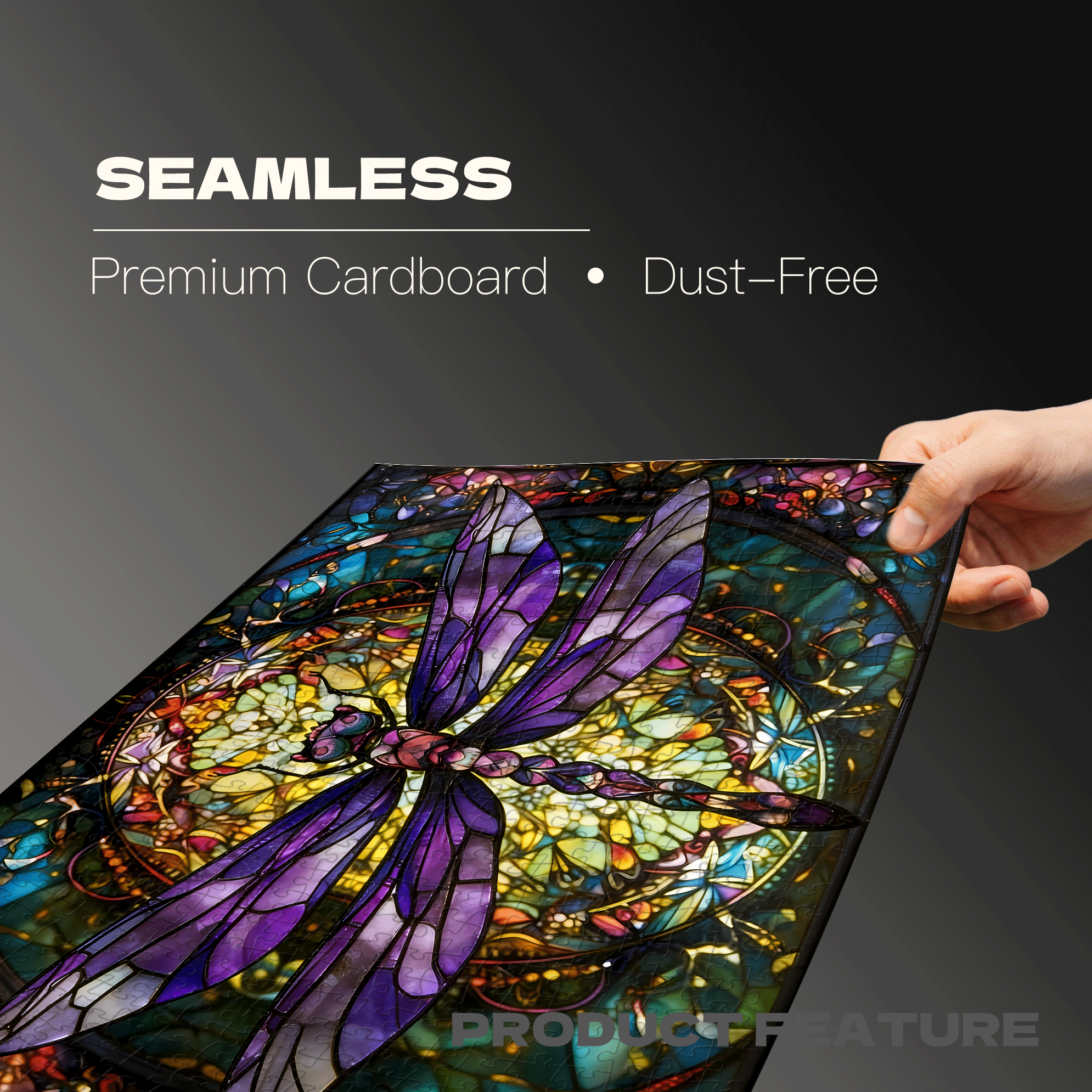 Stained Glass Dragonfly 500pcs/1000pcs Jigsaw Puzzle, Scratch-Resistant, Interactive Family Game & Brain-Boosting DIY Decor, Perfect for Halloween, Christmas & New Year Gifts, Family Puzzle Game