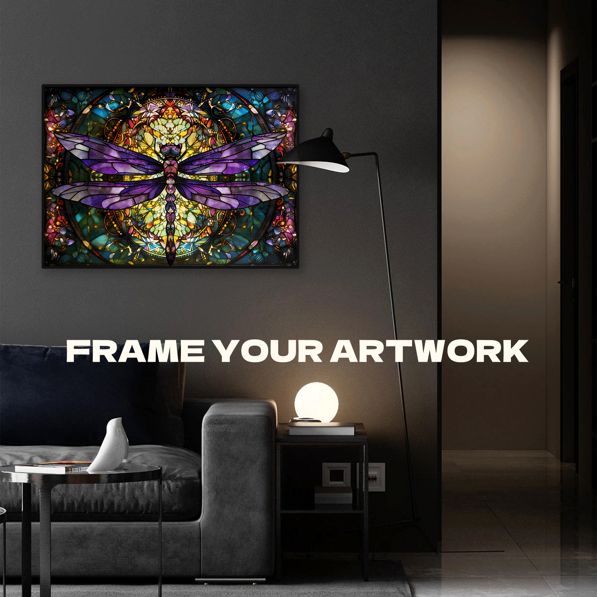 Stained Glass Dragonfly 500pcs/1000pcs Jigsaw Puzzle, Scratch-Resistant, Interactive Family Game & Brain-Boosting DIY Decor, Perfect for Halloween, Christmas & New Year Gifts, Family Puzzle Game