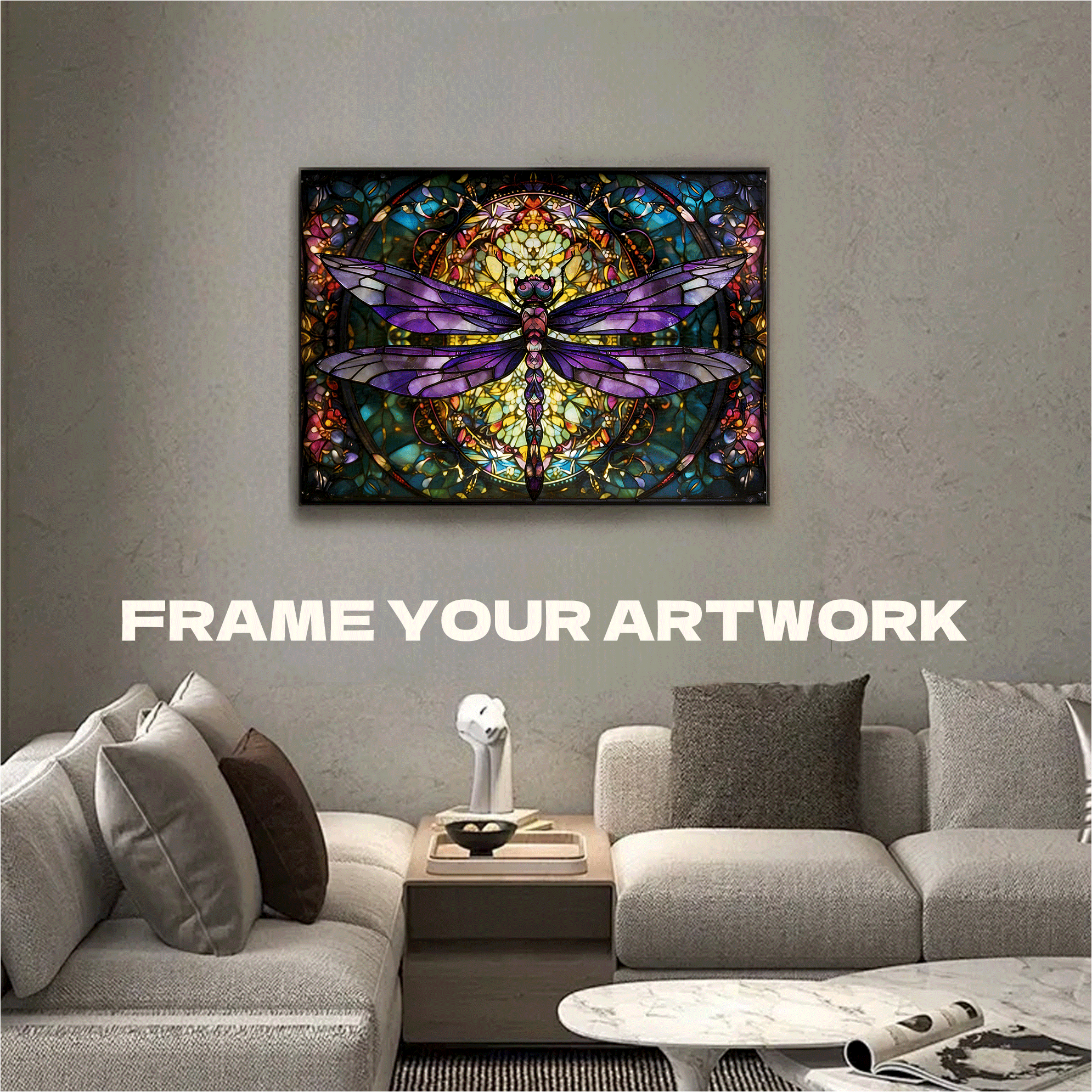 Stained Glass Dragonfly 500pcs/1000pcs Jigsaw Puzzle, Scratch-Resistant, Interactive Family Game & Brain-Boosting DIY Decor, Perfect for Halloween, Christmas & New Year Gifts, Family Puzzle Game