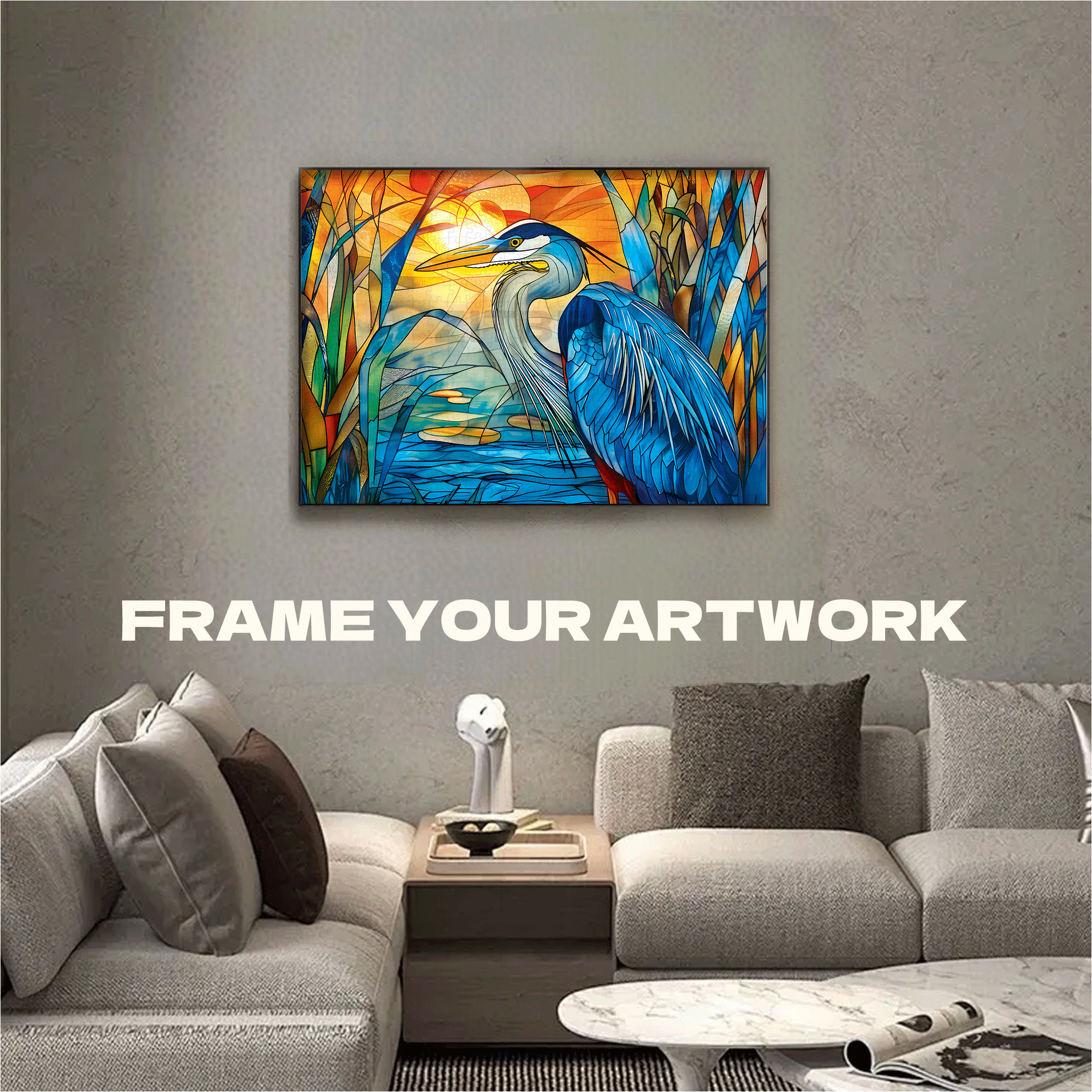 Stained Glass-Egret 500pcs/1000pcs Jigsaw Puzzle, Scratch-Resistant, Interactive Family Game & Brain-Boosting DIY Decor, Perfect for Halloween, Christmas & New Year Gifts, Family Puzzle Game
