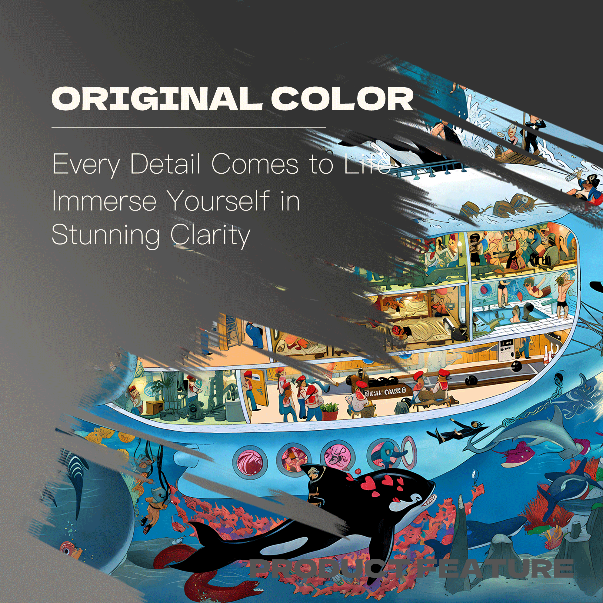 Submarine Fun 500pcs/1000pcs Jigsaw Puzzle, Scratch-Resistant, Interactive Family Game & Brain-Boosting DIY Decor, Perfect for Halloween, Christmas & New Year Gifts, Family Puzzle Game