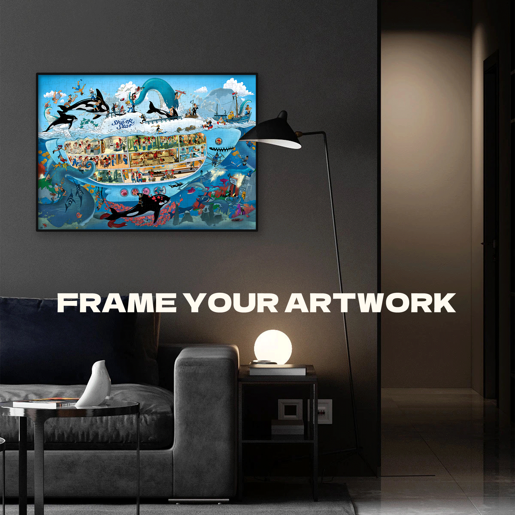 Submarine Fun 500pcs/1000pcs Jigsaw Puzzle, Scratch-Resistant, Interactive Family Game & Brain-Boosting DIY Decor, Perfect for Halloween, Christmas & New Year Gifts, Family Puzzle Game