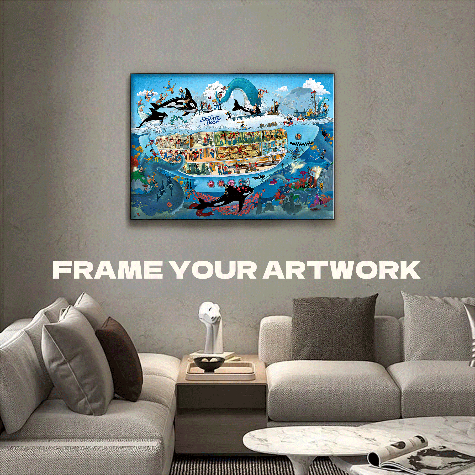 Submarine Fun 500pcs/1000pcs Jigsaw Puzzle, Scratch-Resistant, Interactive Family Game & Brain-Boosting DIY Decor, Perfect for Halloween, Christmas & New Year Gifts, Family Puzzle Game