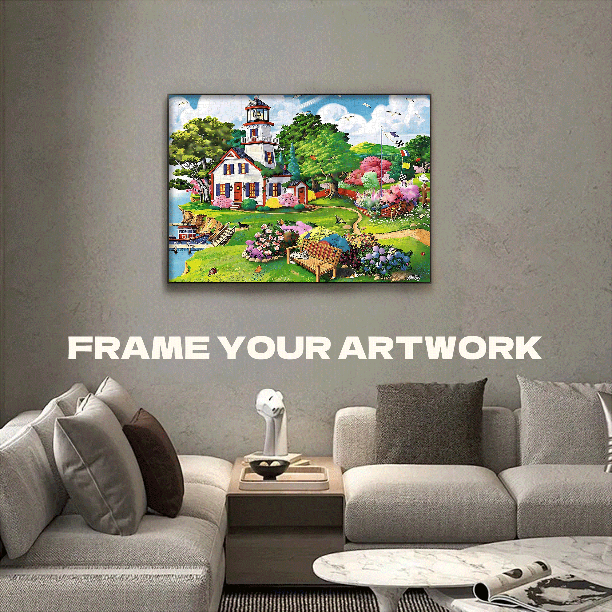 Summer Haven 500pcs/1000pcs Jigsaw Puzzle, Scratch-Resistant, Interactive Family Game & Brain-Boosting DIY Decor, Perfect for Halloween, Christmas & New Year Gifts, Family Puzzle Game