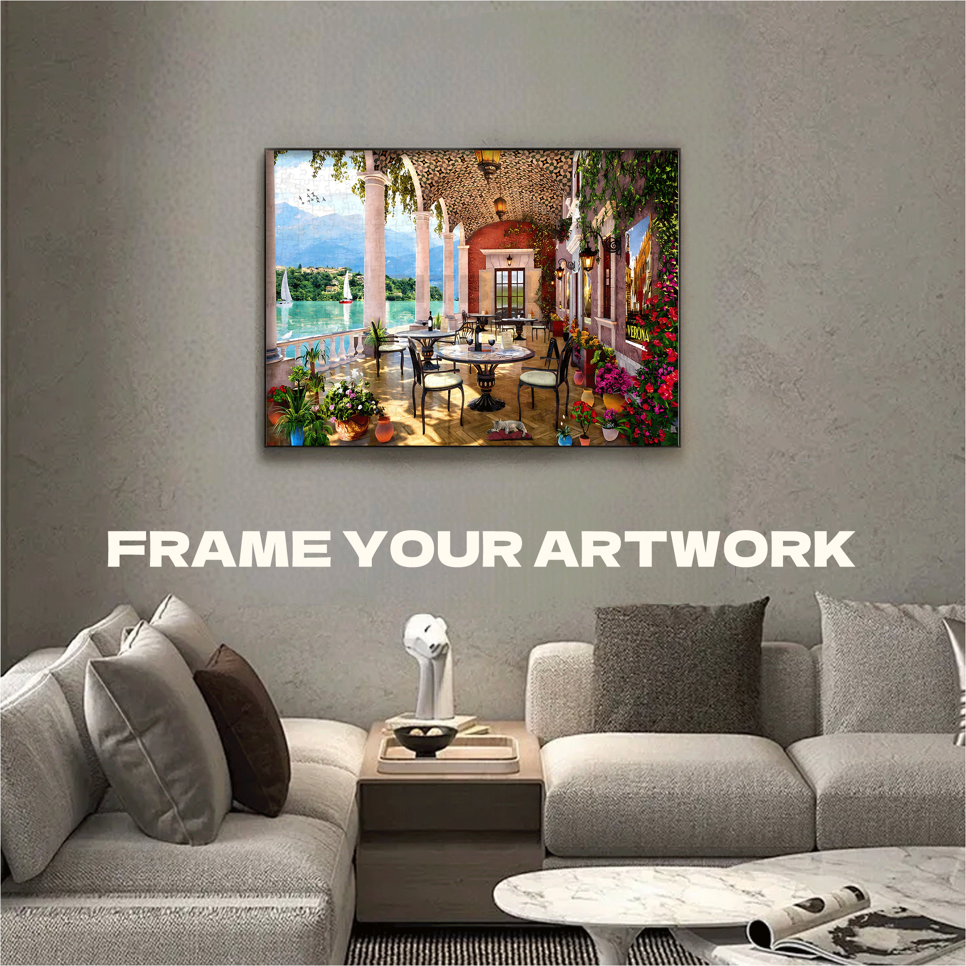 Summer Terrace 500pcs/1000pcs Jigsaw Puzzle, Scratch-Resistant, Interactive Family Game & Brain-Boosting DIY Decor, Perfect for Halloween, Christmas & New Year Gifts, Family Puzzle Game