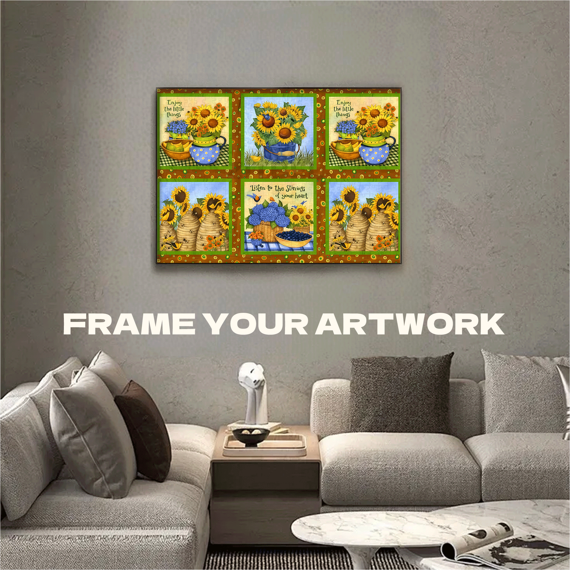 Sunflower Life 500pcs/1000pcs Jigsaw Puzzle, Scratch-Resistant, Interactive Family Game & Brain-Boosting DIY Decor, Perfect for Halloween, Christmas & New Year Gifts, Family Puzzle Game