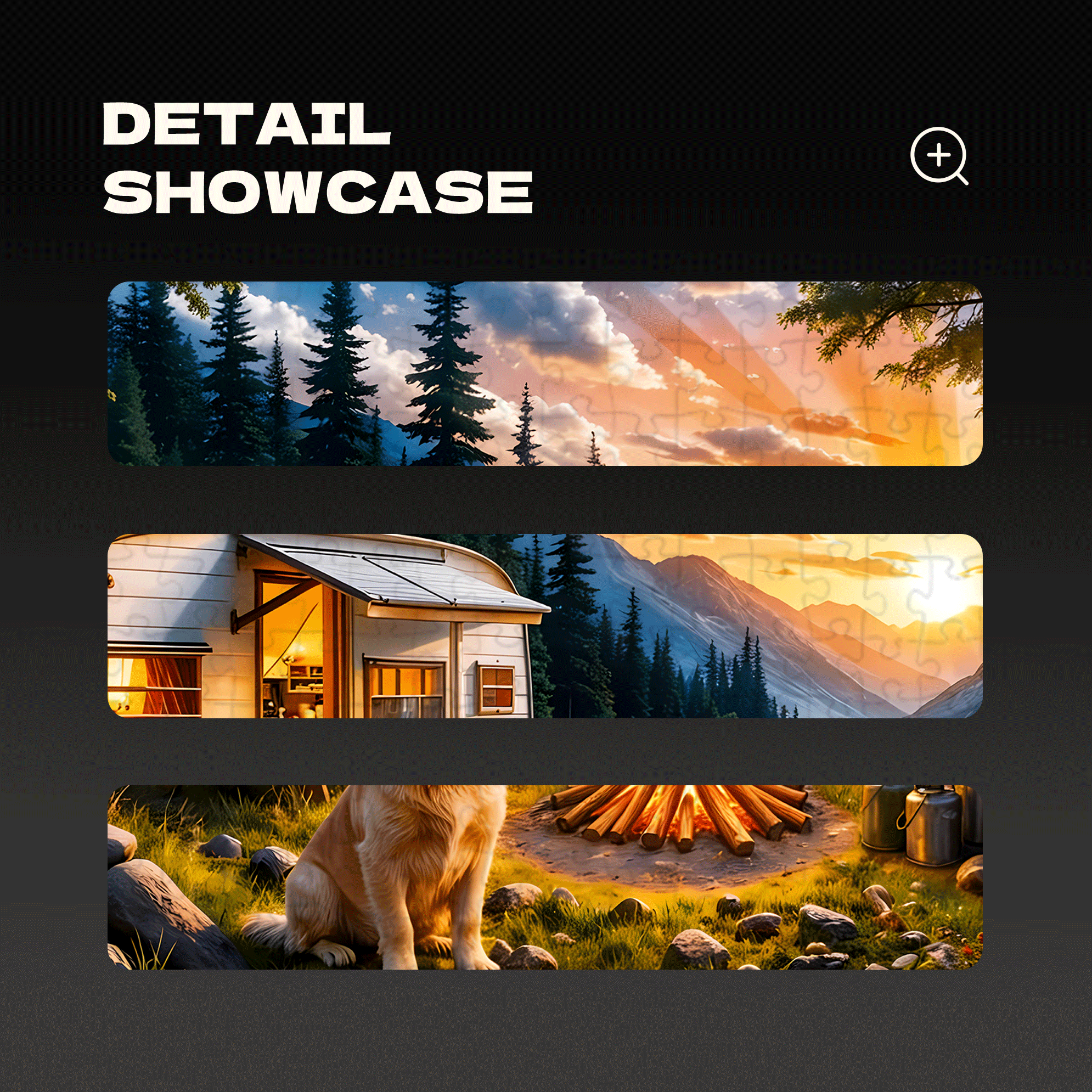 Sunset Camper With Golden Retriever 500pcs/1000pcs Jigsaw Puzzle, Scratch-Resistant, Interactive Family Game & Brain-Boosting DIY Decor, Perfect for Halloween, Christmas & New Year Gifts, Family Puzzle Game