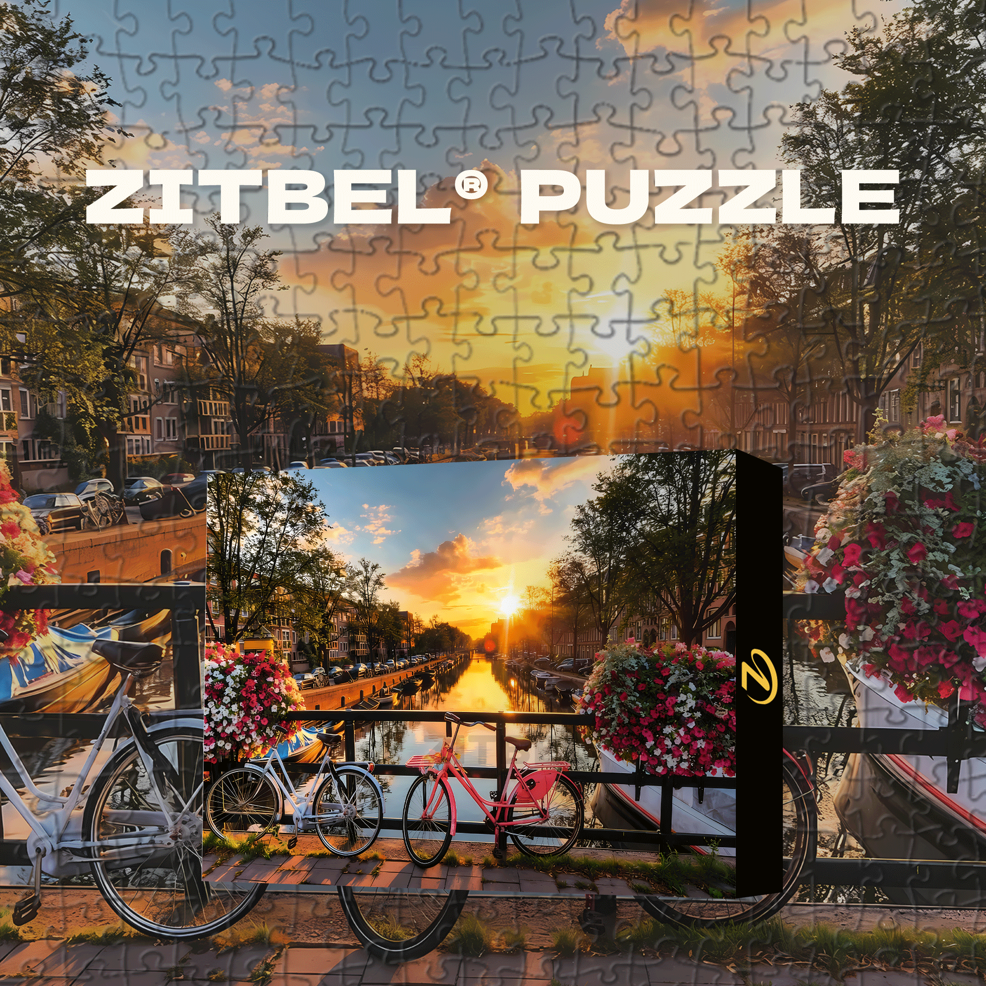 Sunset in Amsterdam 500pcs/1000pcs Jigsaw Puzzle, Scratch-Resistant, Interactive Family Game & Brain-Boosting DIY Decor, Perfect for Halloween, Christmas & New Year Gifts, Family Puzzle Game