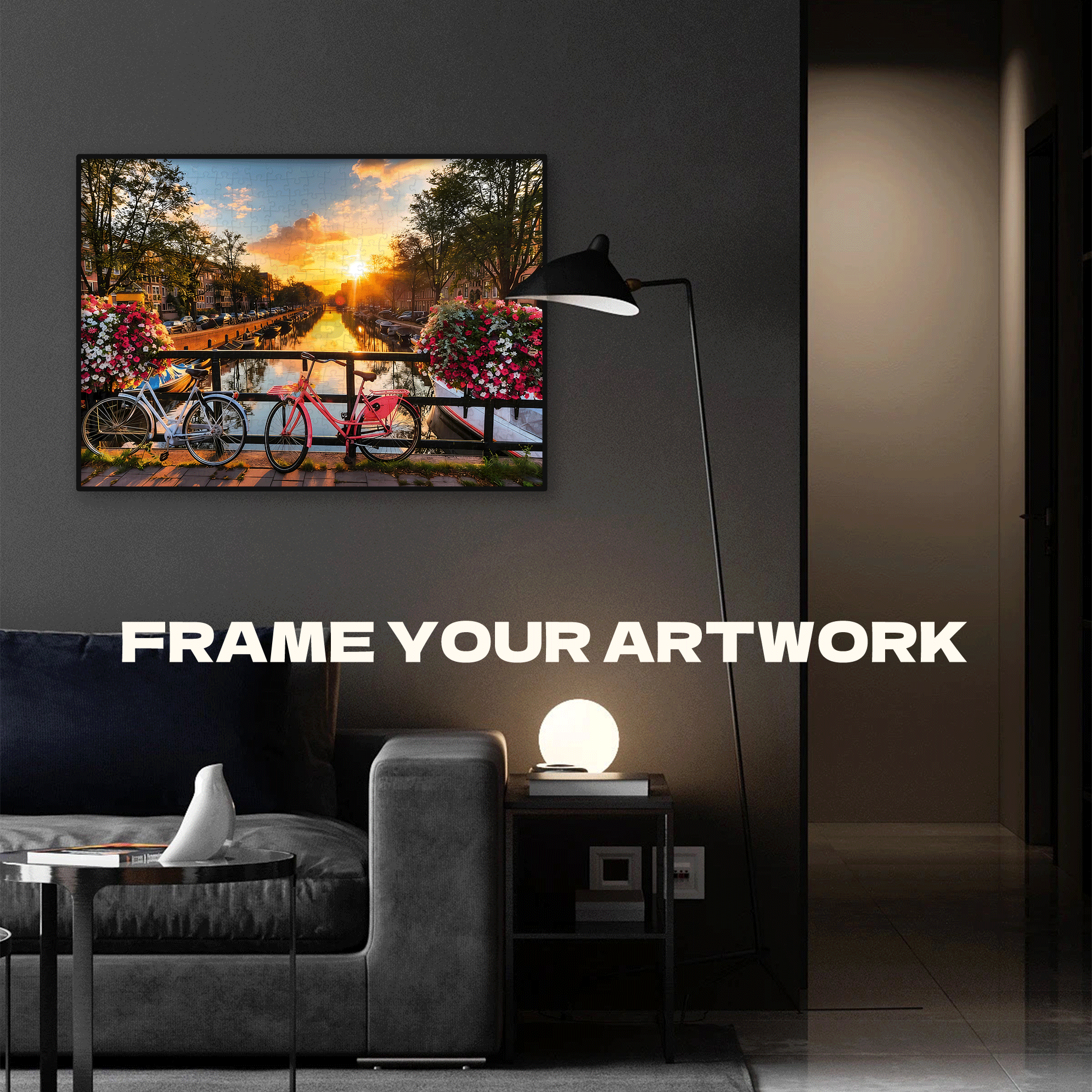 Sunset in Amsterdam 500pcs/1000pcs Jigsaw Puzzle, Scratch-Resistant, Interactive Family Game & Brain-Boosting DIY Decor, Perfect for Halloween, Christmas & New Year Gifts, Family Puzzle Game