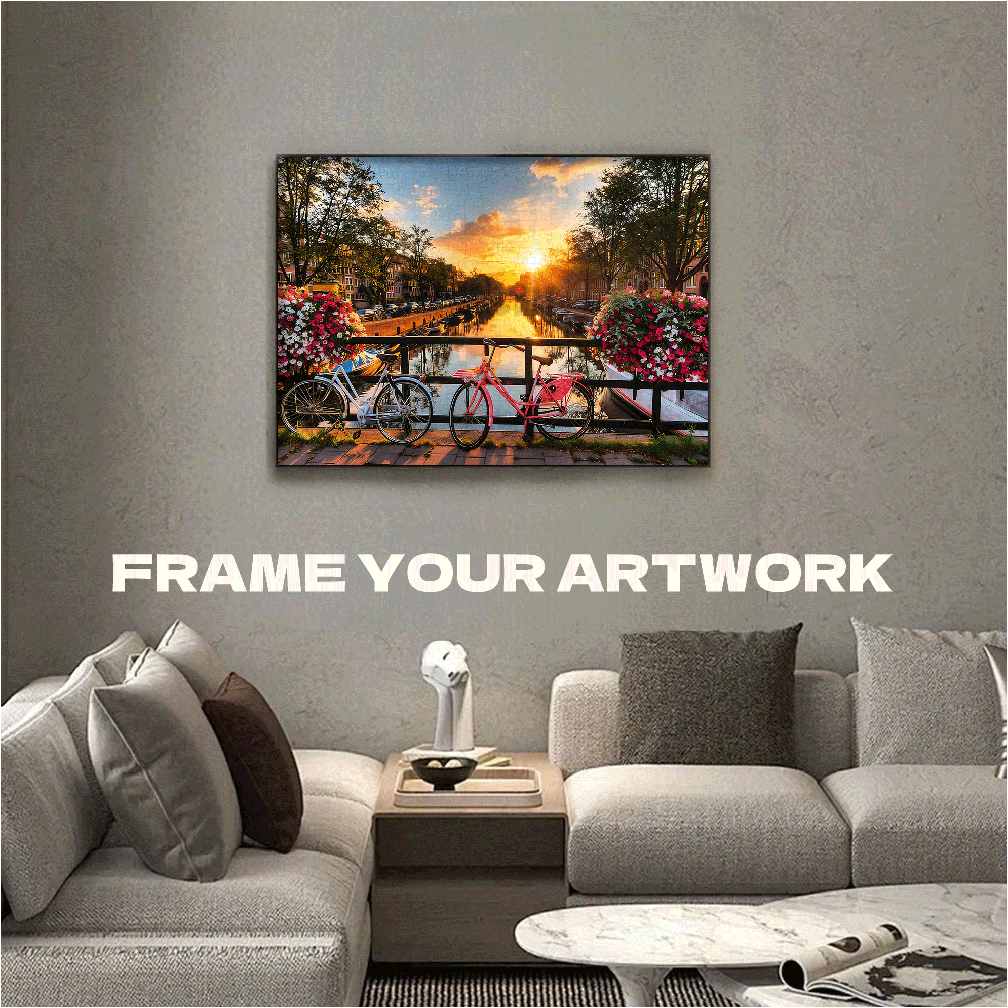 Sunset in Amsterdam 500pcs/1000pcs Jigsaw Puzzle, Scratch-Resistant, Interactive Family Game & Brain-Boosting DIY Decor, Perfect for Halloween, Christmas & New Year Gifts, Family Puzzle Game