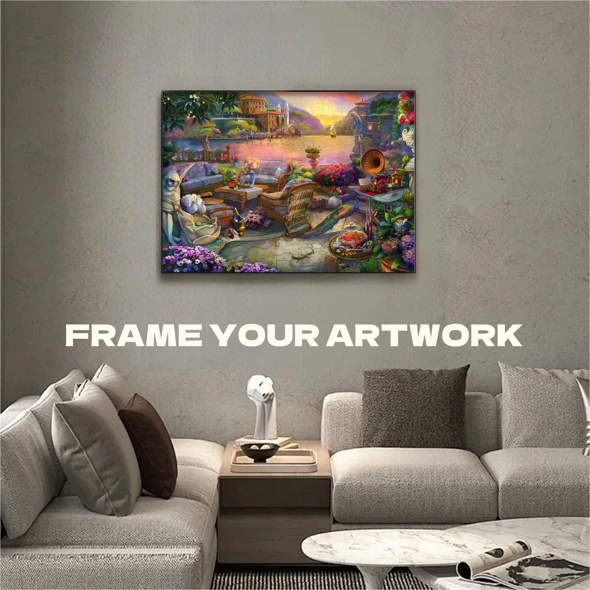 Sunset On An Italian Terrace 500pcs/1000pcs Jigsaw Puzzle, Scratch-Resistant, Interactive Family Game & Brain-Boosting DIY Decor, Perfect for Halloween, Christmas & New Year Gifts, Family Puzzle Game