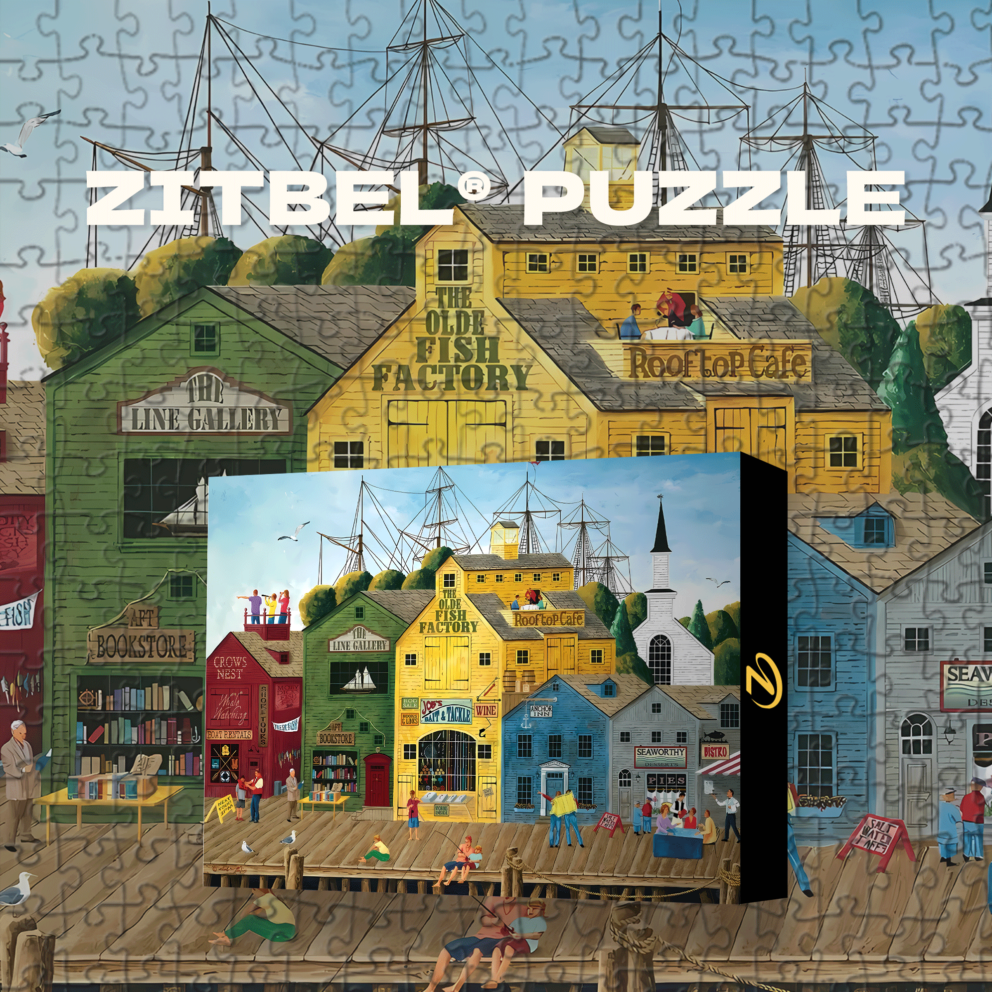 The Olde Fish Factory 500pcs/1000pcs Jigsaw Puzzle, Scratch-Resistant, Interactive Family Game & Brain-Boosting DIY Decor, Perfect for Halloween, Christmas & New Year Gifts, Family Puzzle Game