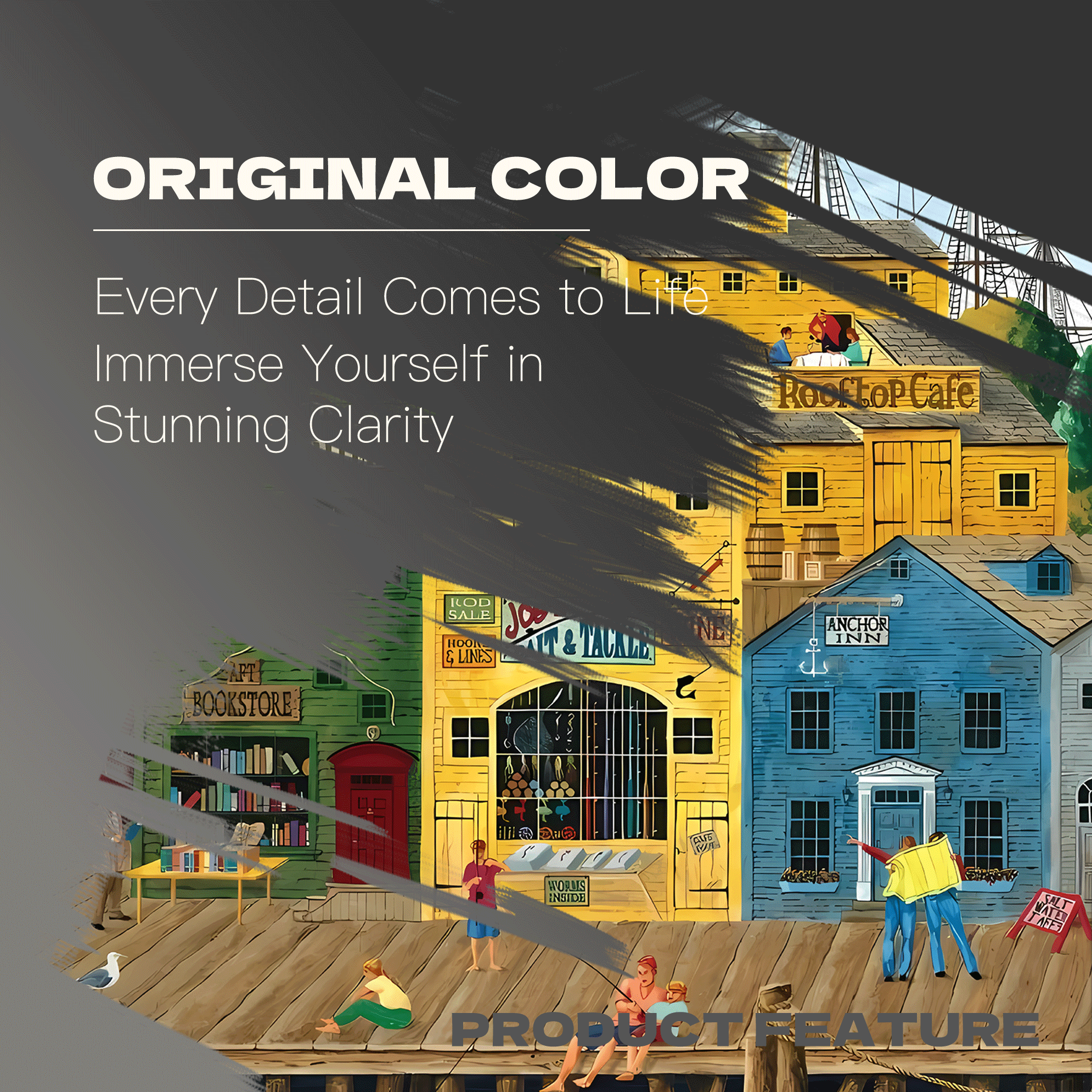 The Olde Fish Factory 500pcs/1000pcs Jigsaw Puzzle, Scratch-Resistant, Interactive Family Game & Brain-Boosting DIY Decor, Perfect for Halloween, Christmas & New Year Gifts, Family Puzzle Game