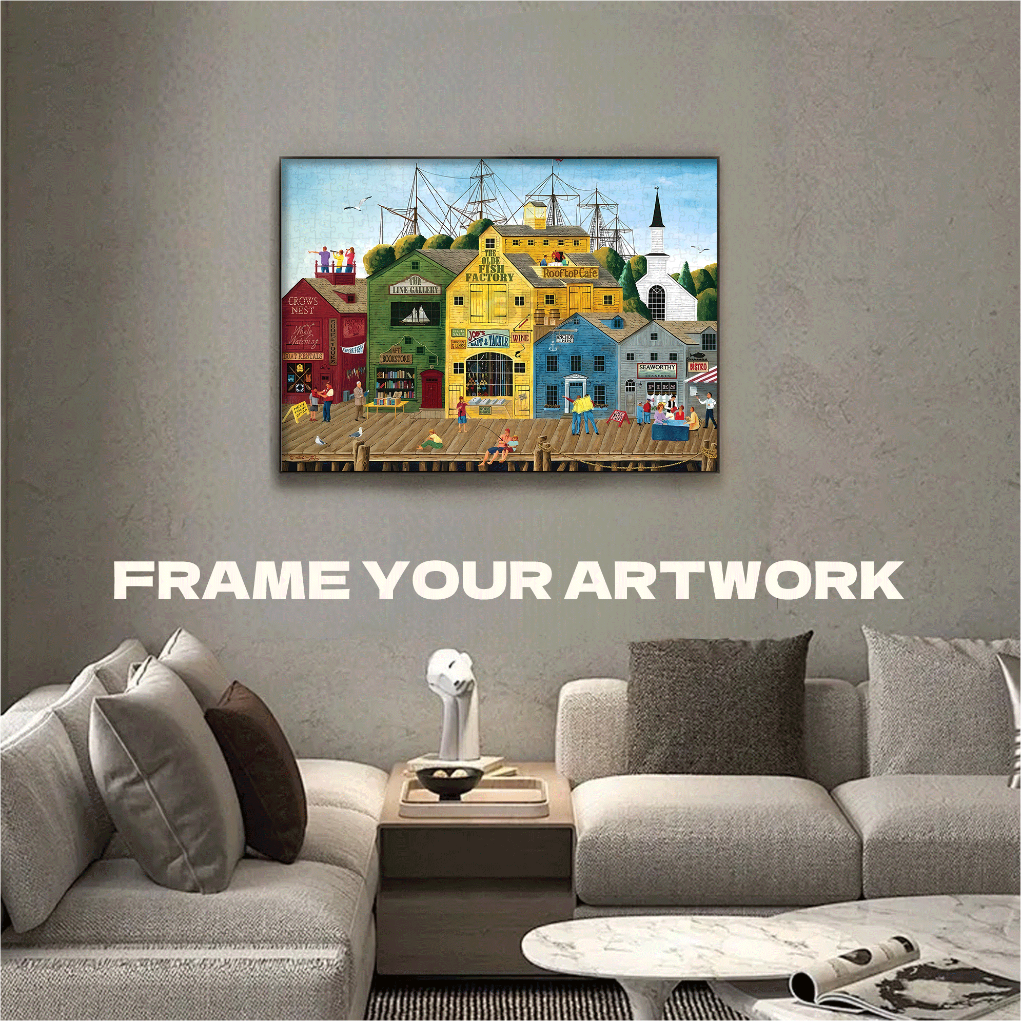 The Olde Fish Factory 500pcs/1000pcs Jigsaw Puzzle, Scratch-Resistant, Interactive Family Game & Brain-Boosting DIY Decor, Perfect for Halloween, Christmas & New Year Gifts, Family Puzzle Game