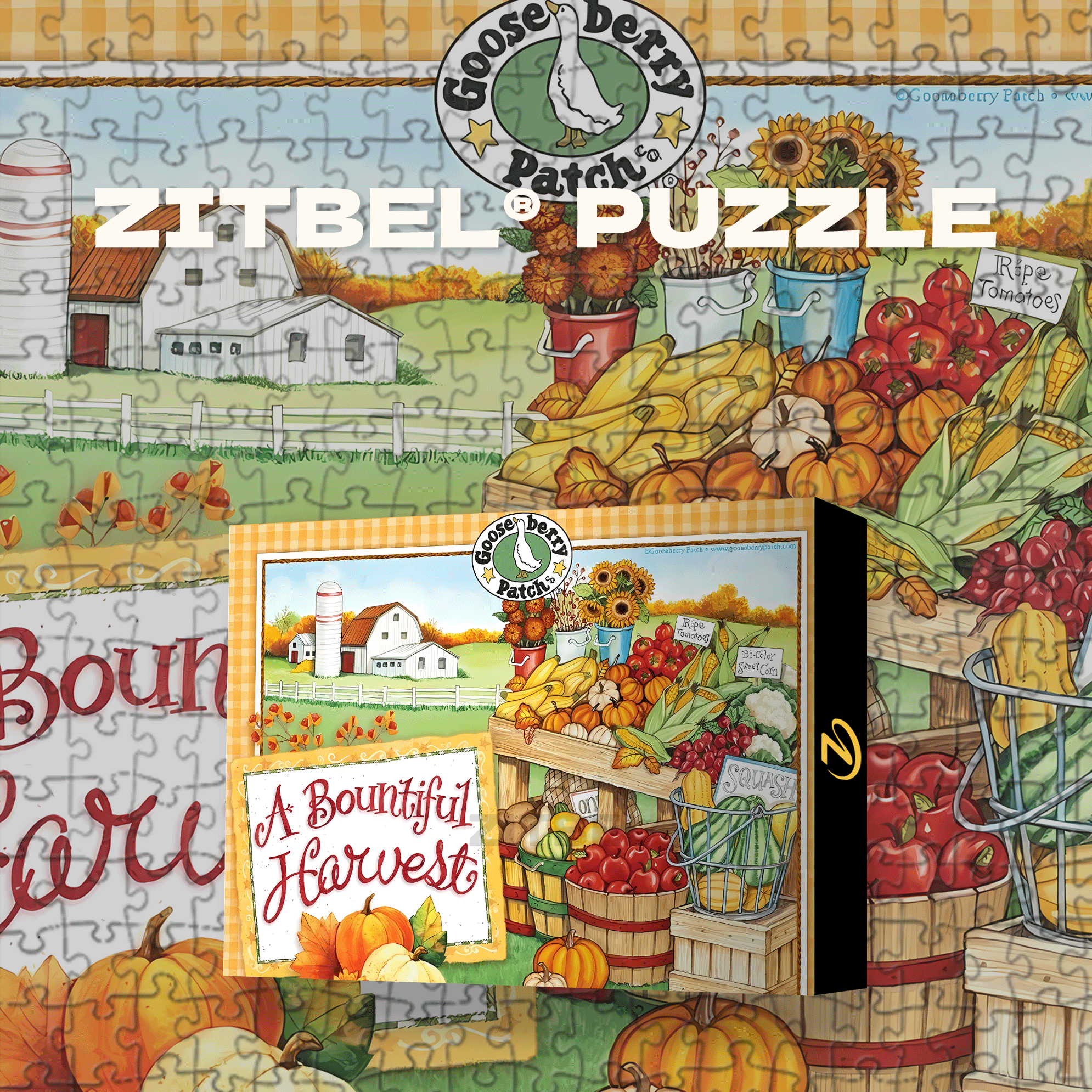 Bountiful Autumn Farm Harvest 500pcs/1000pcs Jigsaw Puzzle, Scratch-Resistant, Interactive Family Game & Brain-Boosting DIY Decor, Perfect for Halloween, Christmas & New Year Gifts, Family Puzzle Game