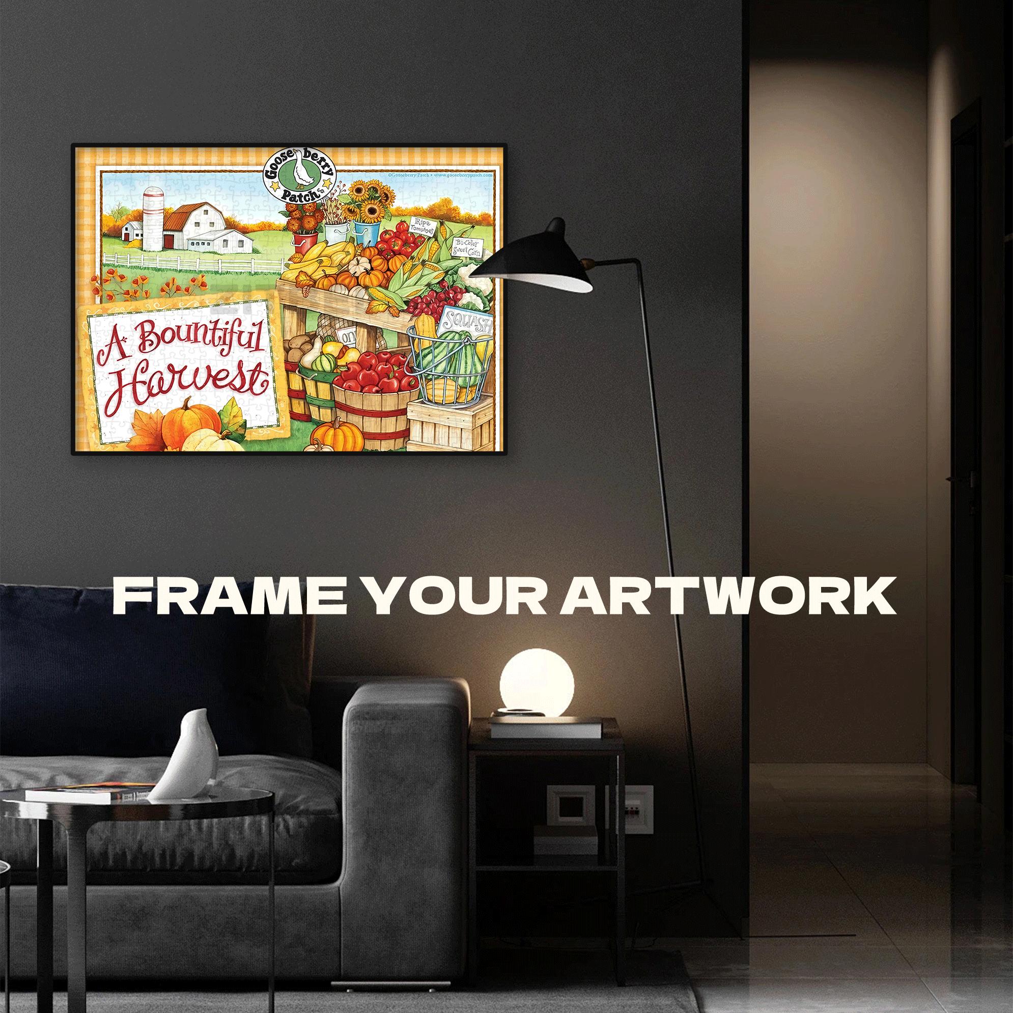 Bountiful Autumn Farm Harvest 500pcs/1000pcs Jigsaw Puzzle, Scratch-Resistant, Interactive Family Game & Brain-Boosting DIY Decor, Perfect for Halloween, Christmas & New Year Gifts, Family Puzzle Game